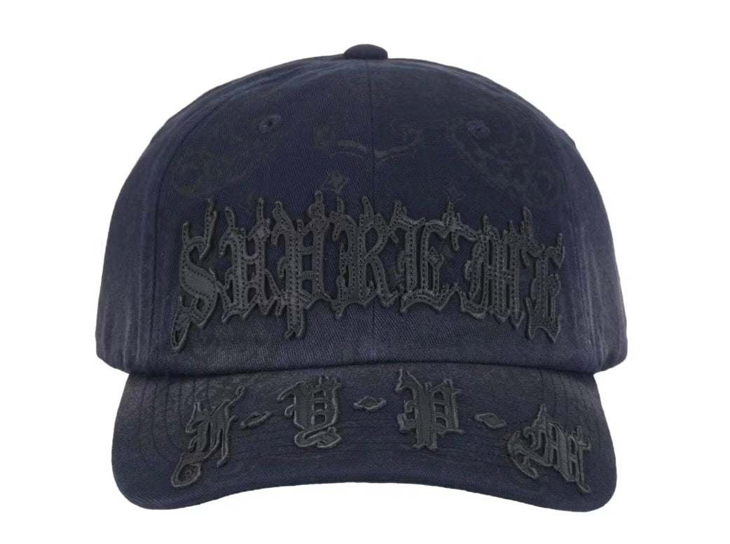 Size OS Supreme Leather Appliqué 6 Panel Hat “Navy” Brand New