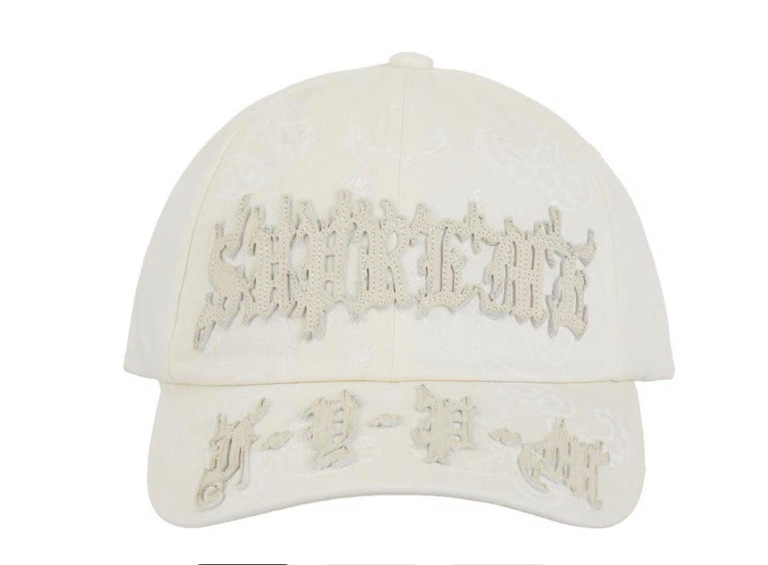Size OS Supreme Leather Appliqué 6 Panel Hat “White” Brand New