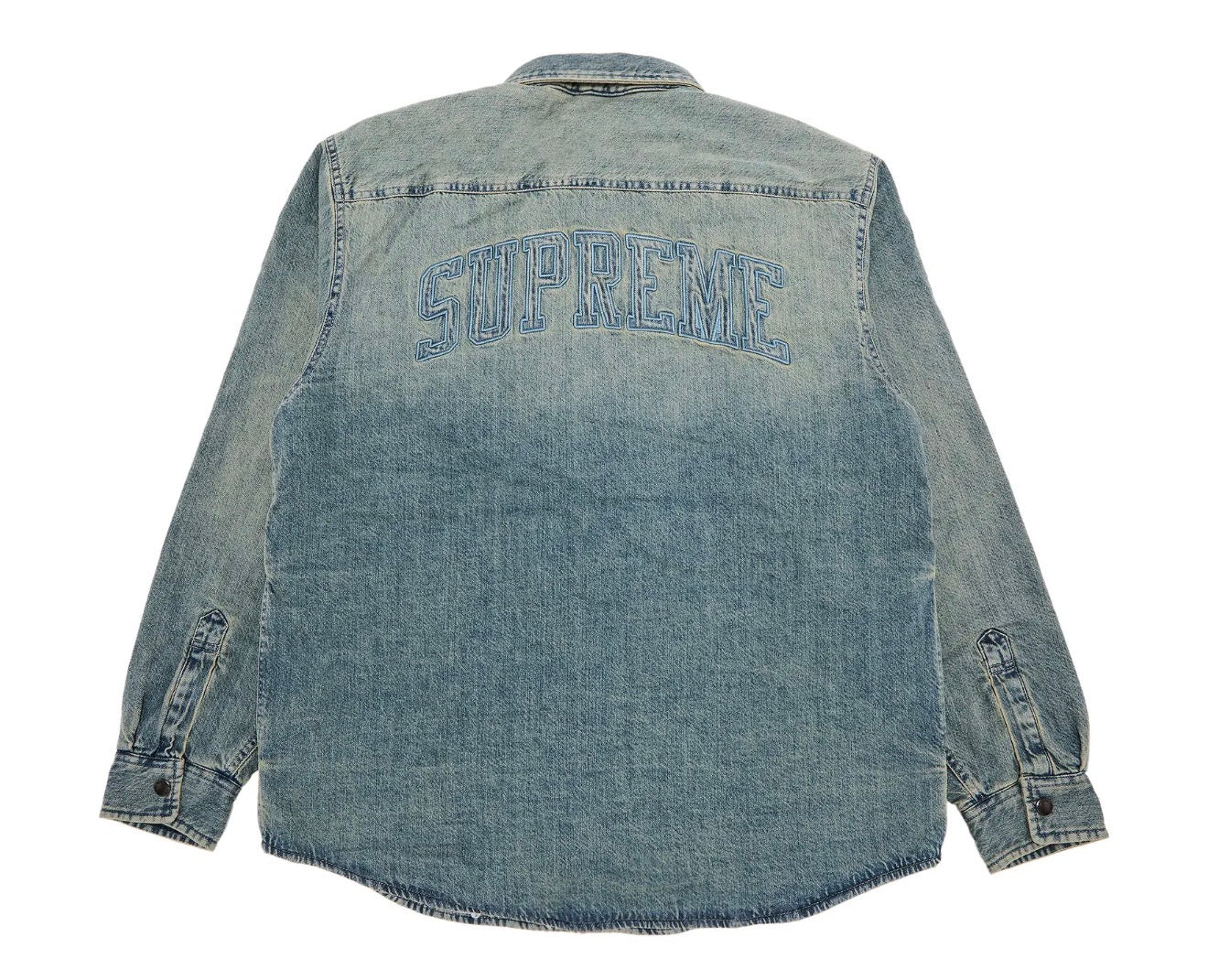 Size XL Supreme Faux Shearling Lined Work Shirt “Washed Denim” Brand New