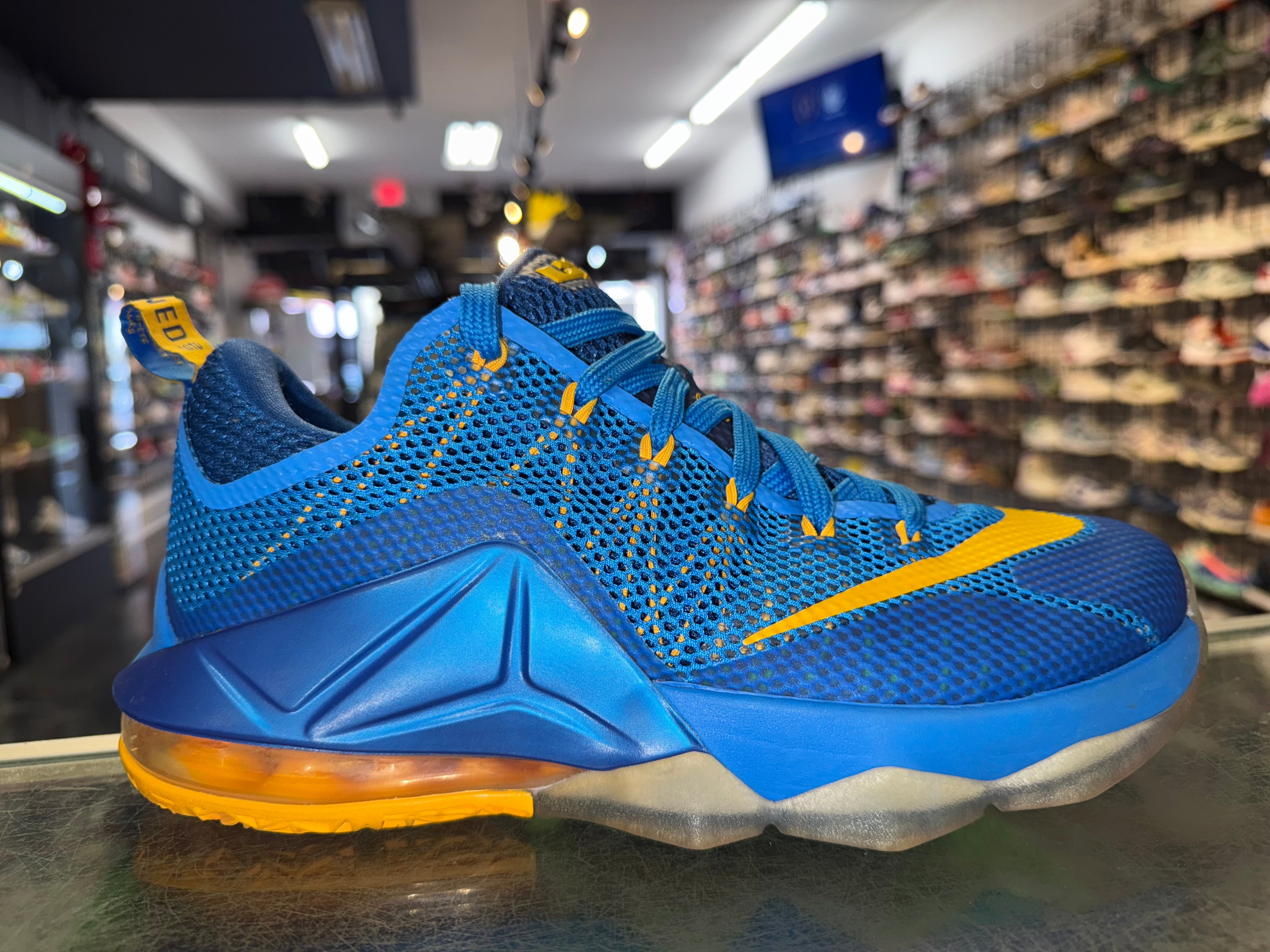 Size 7 Lebron 12 Low "Blue University Gold"