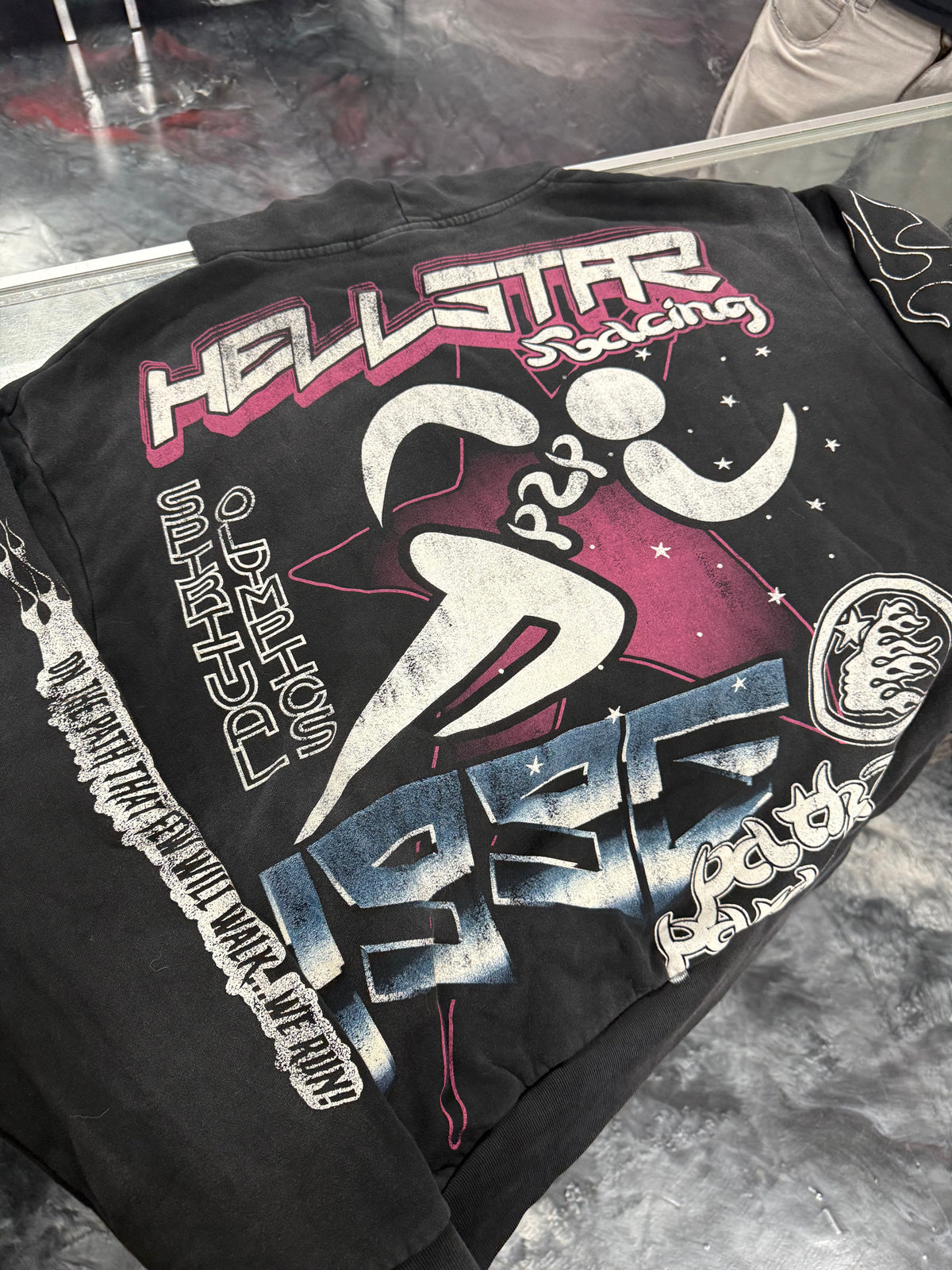 Size M (Fits L) Hellstar Racer Hoodie “Black”