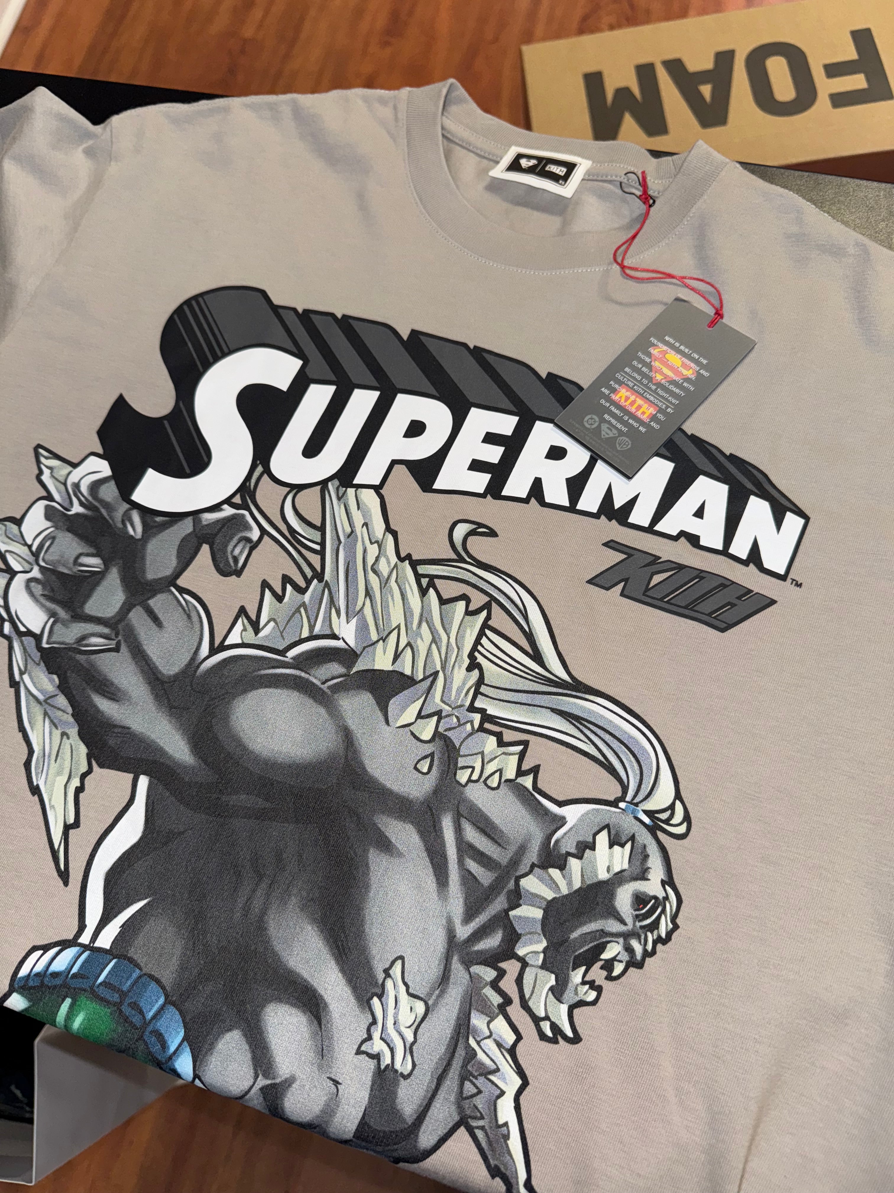 Size XS (Fits S) Kith Superman Pyrite Tee “Grey” Brand New