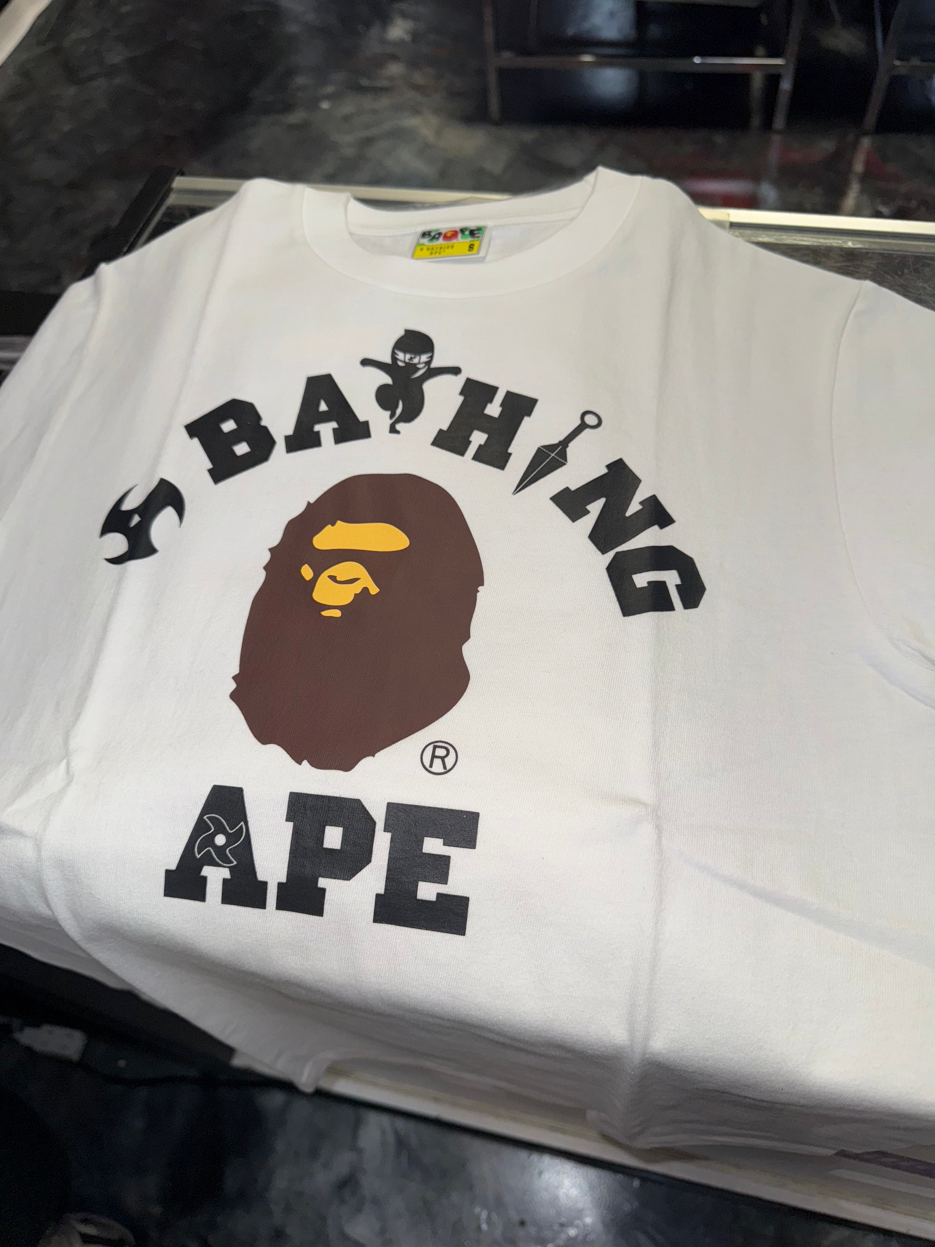 Size M Bape Ninja College Tee "White" Brand New
