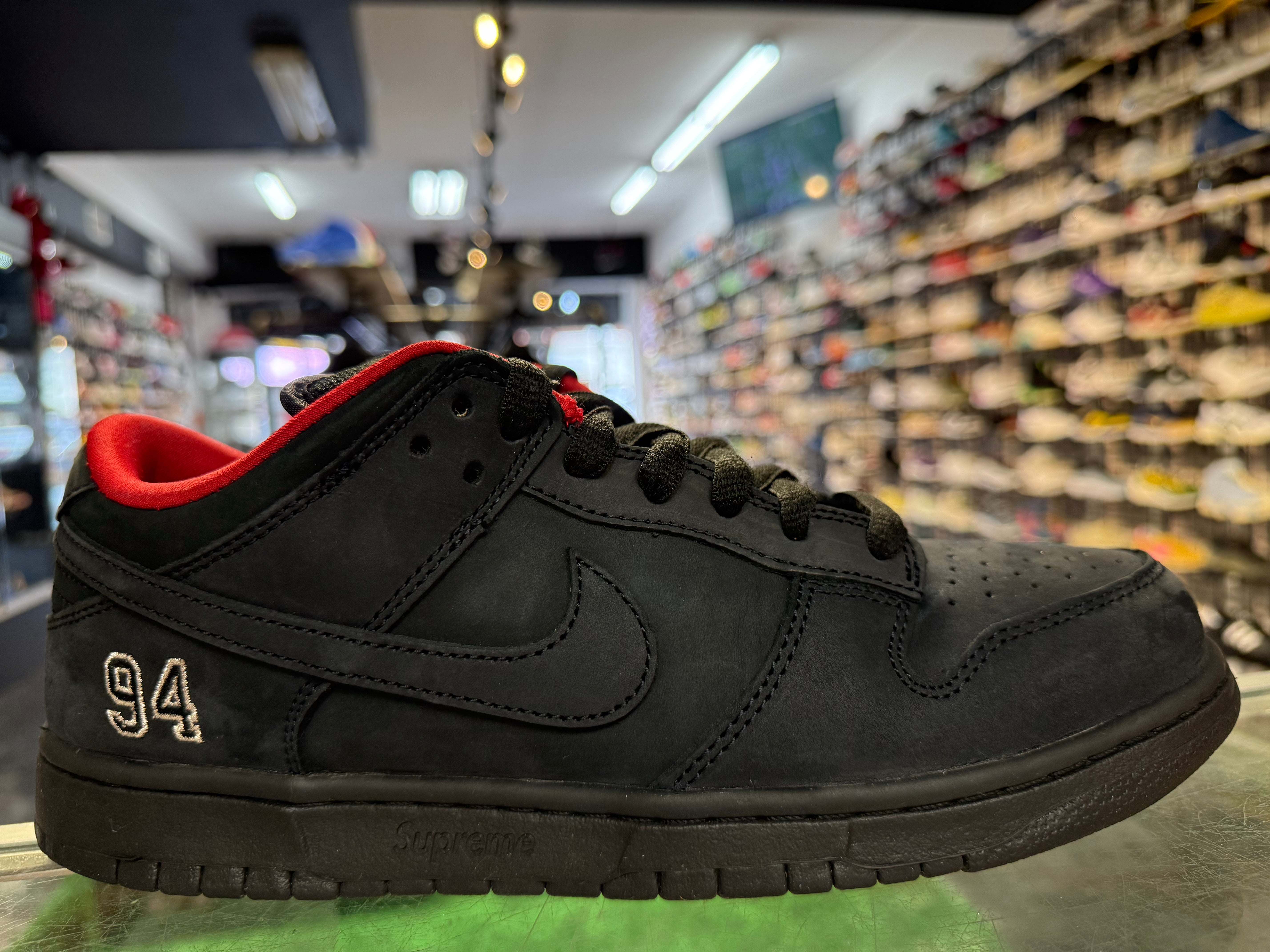 Size 10 Dunk Low SB Supreme 94 "Black"
