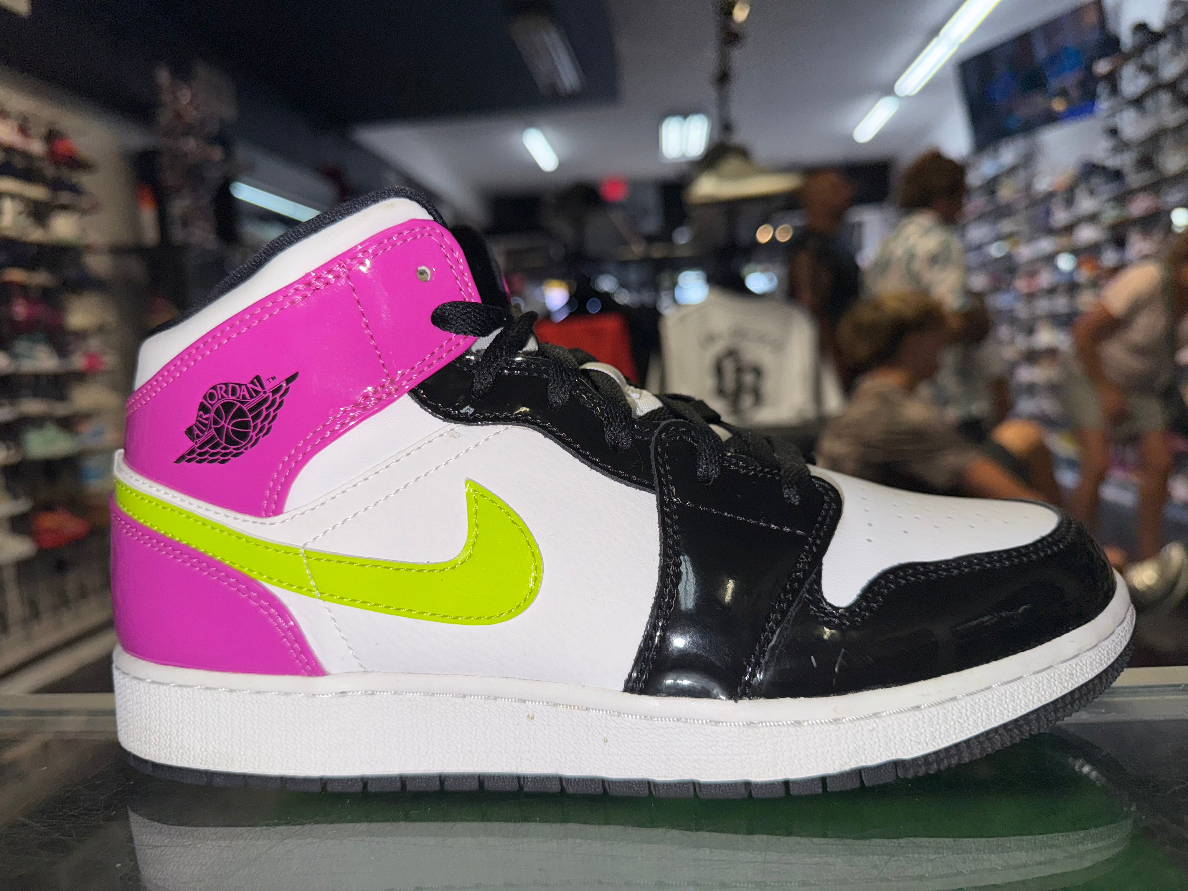 Size 7y Air Jordan 1 Mid “Black Cyber Pink”