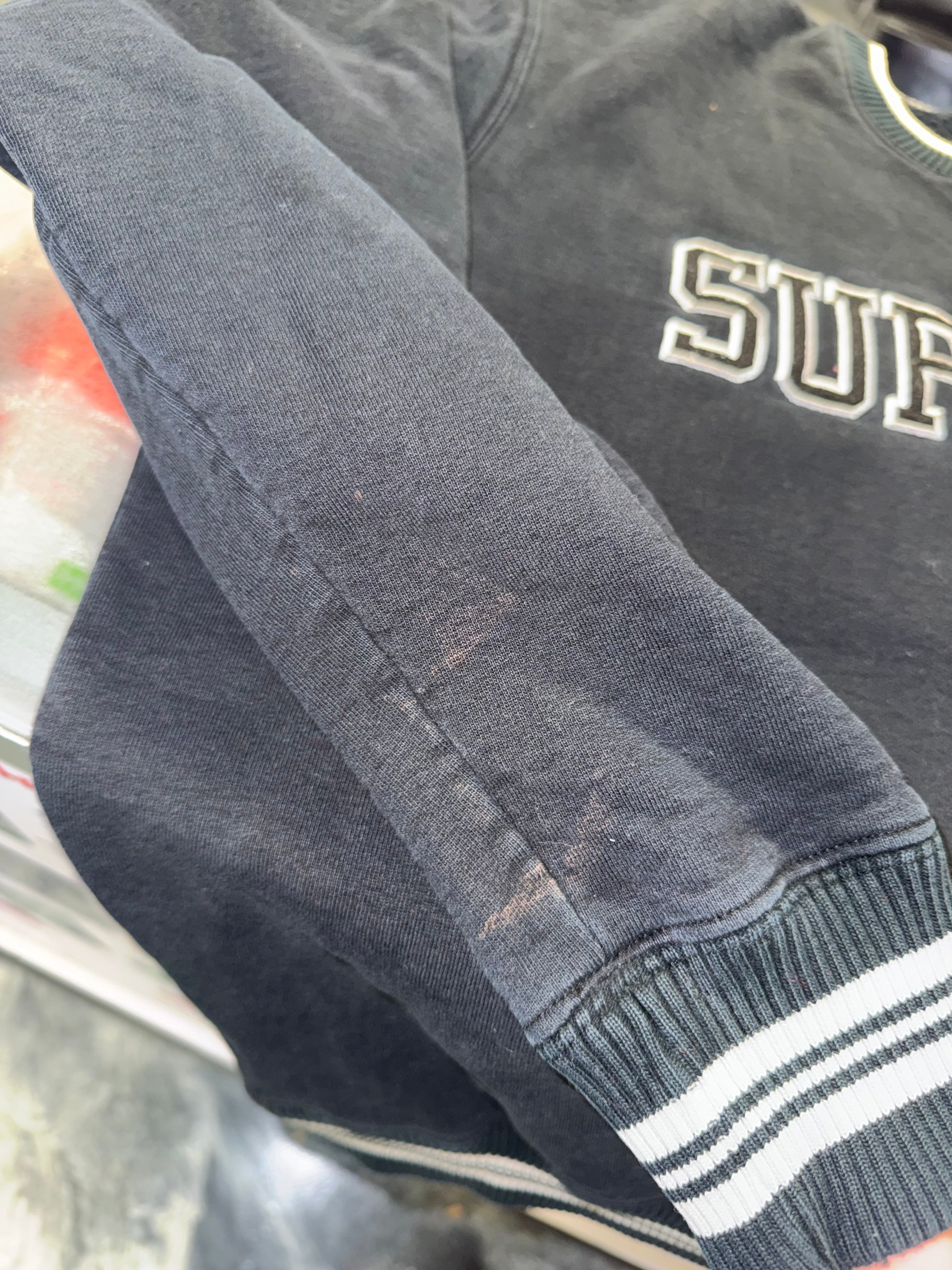 Size L Supreme Felt Shadow Crewneck (FW17) “Black” – Direct Kicks