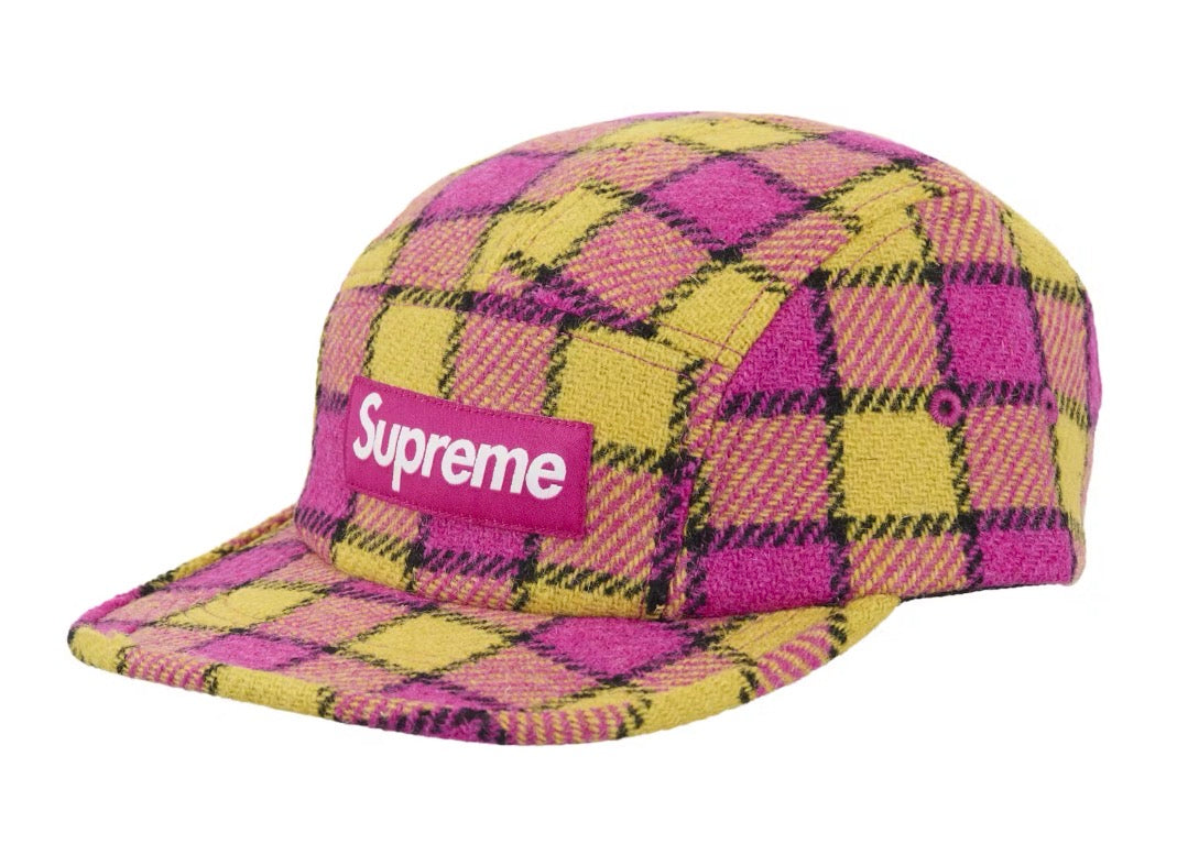 Size OS Supreme Harris Tweed Camp Hat “Pink” Brand New