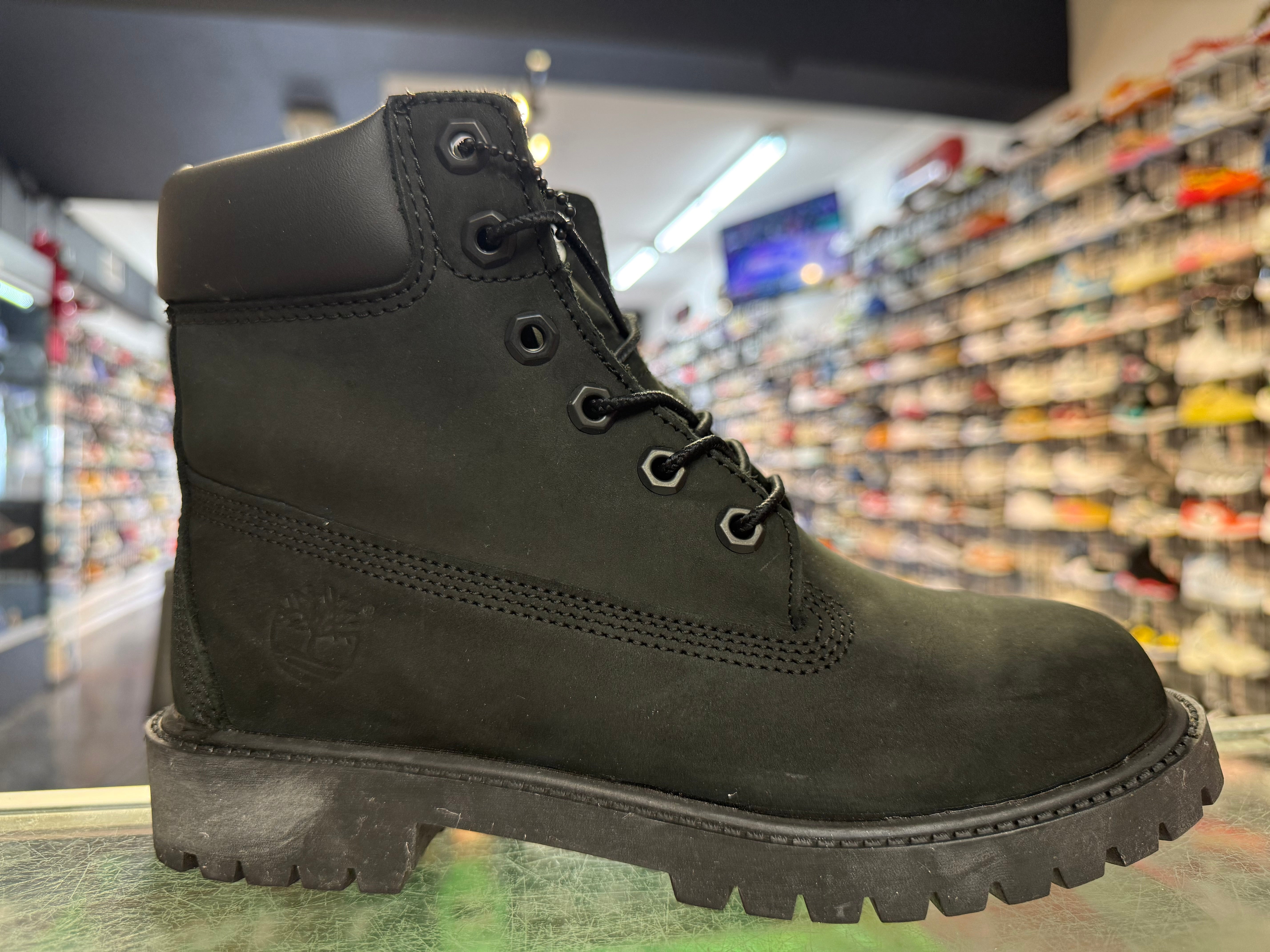 Size 4y Timberland 6 Inch Premium Boot "Black Nubuck"