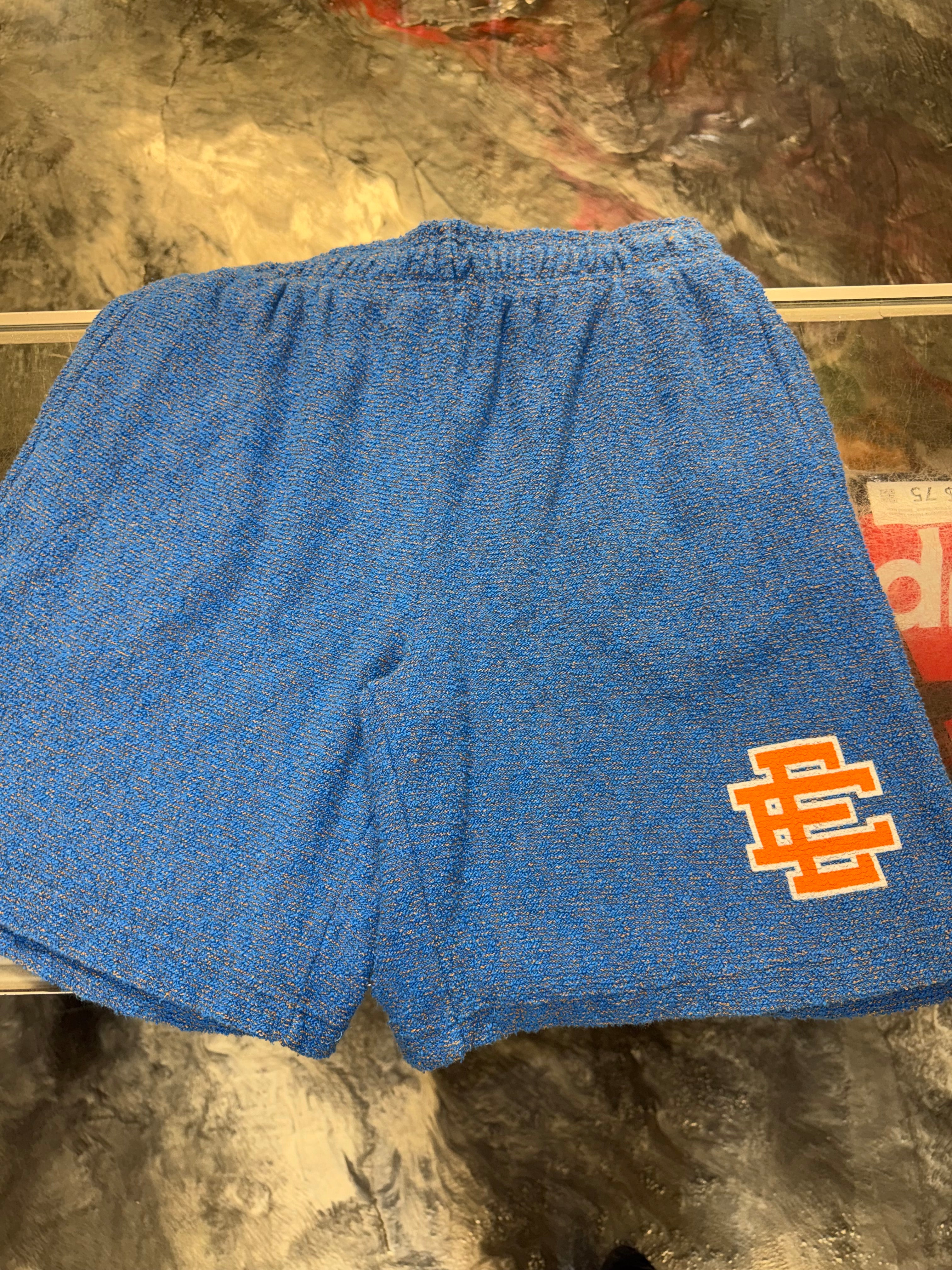 Size M Eric Emanuel EE Baggy Boucle Shorts “Blue/Orange”