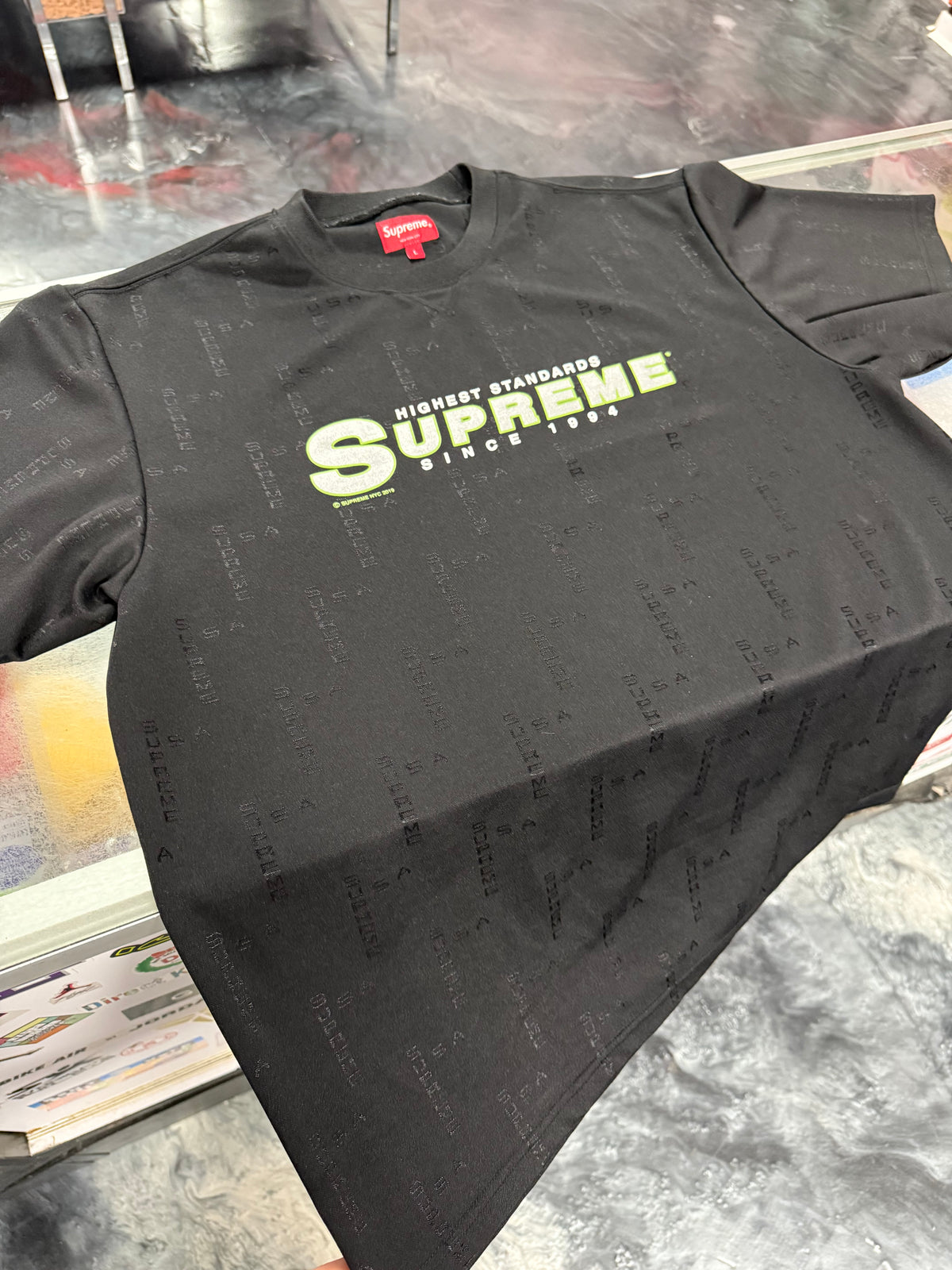 Size L (Fits M) Supreme Highest Standards Jersey Tee “Black”