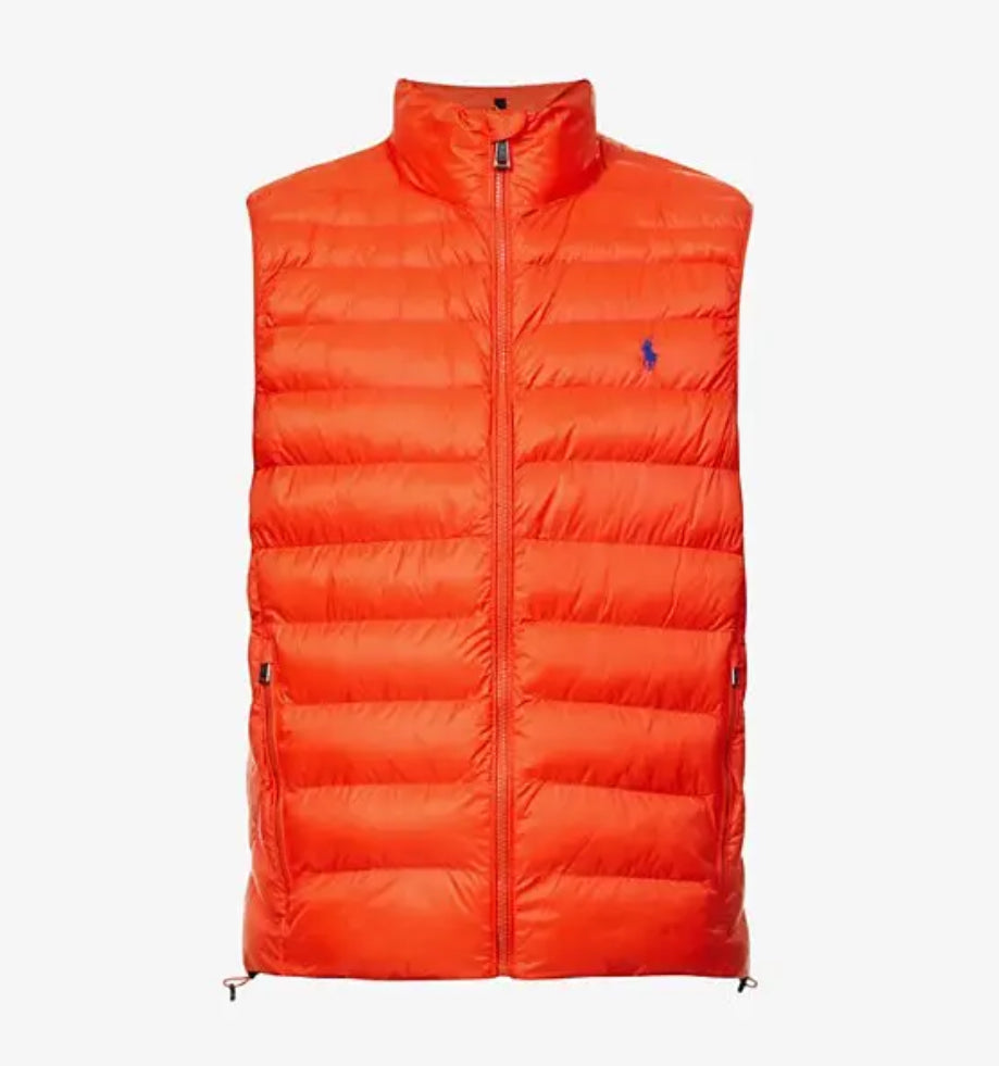 Size XL Polo Ralph Lauren Puffer Vest “Orange/Blue” Brand New