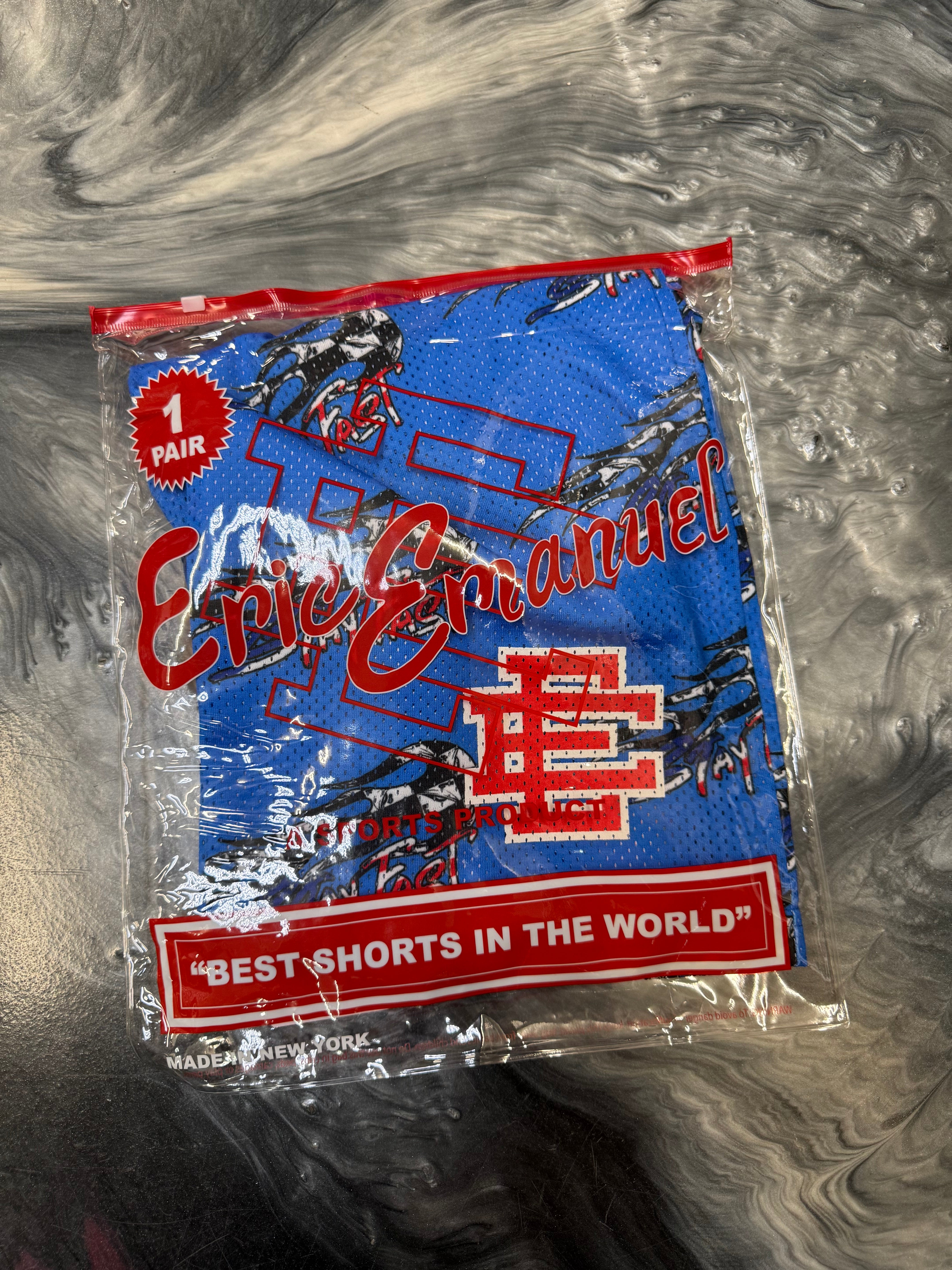 Size XL Eric Emanuel x Matty Boy EE Shorts “Blue/Red” Brand New