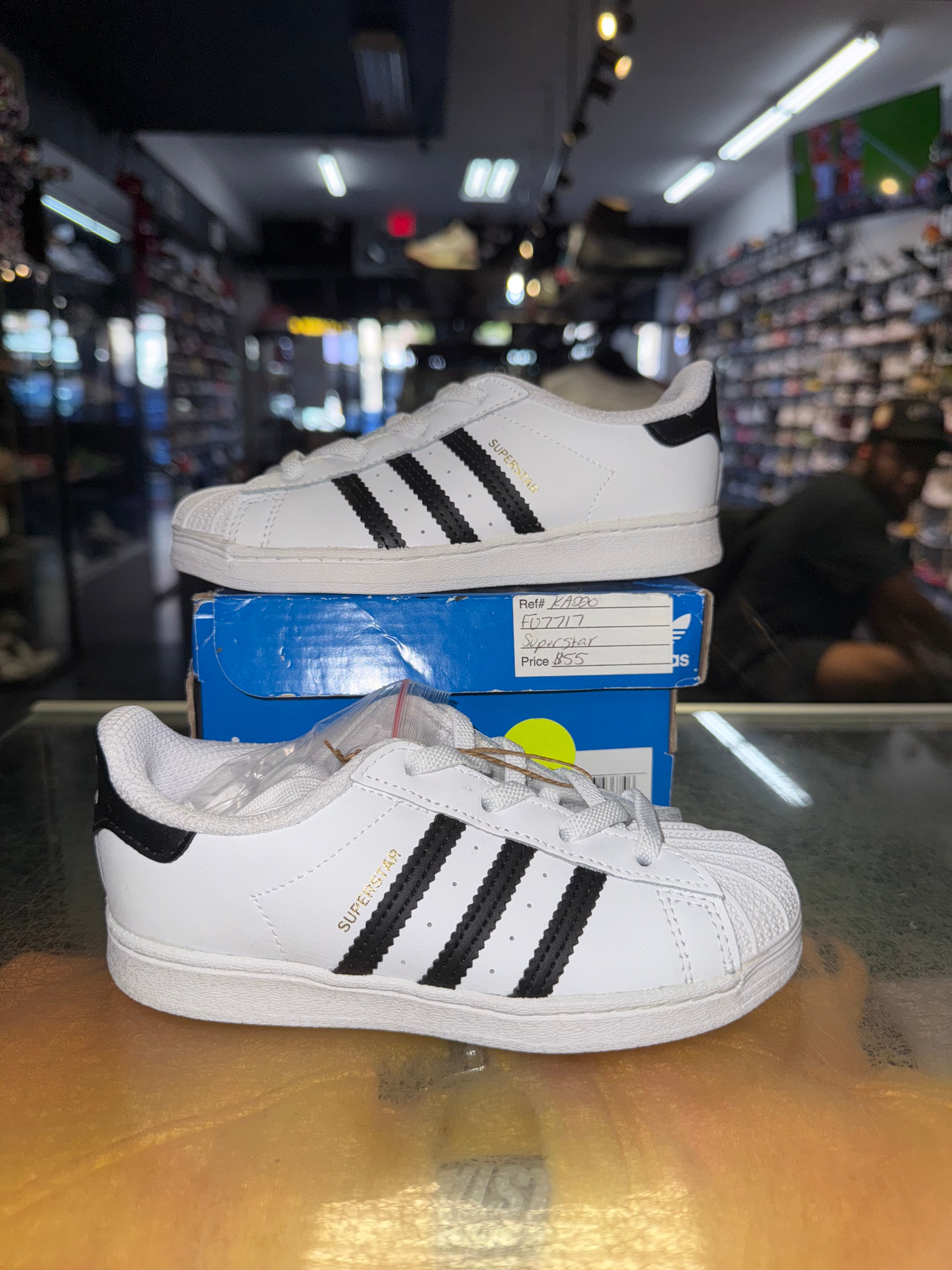 Size 10K Adidas Superstar "Black White" (TD) Brand New
