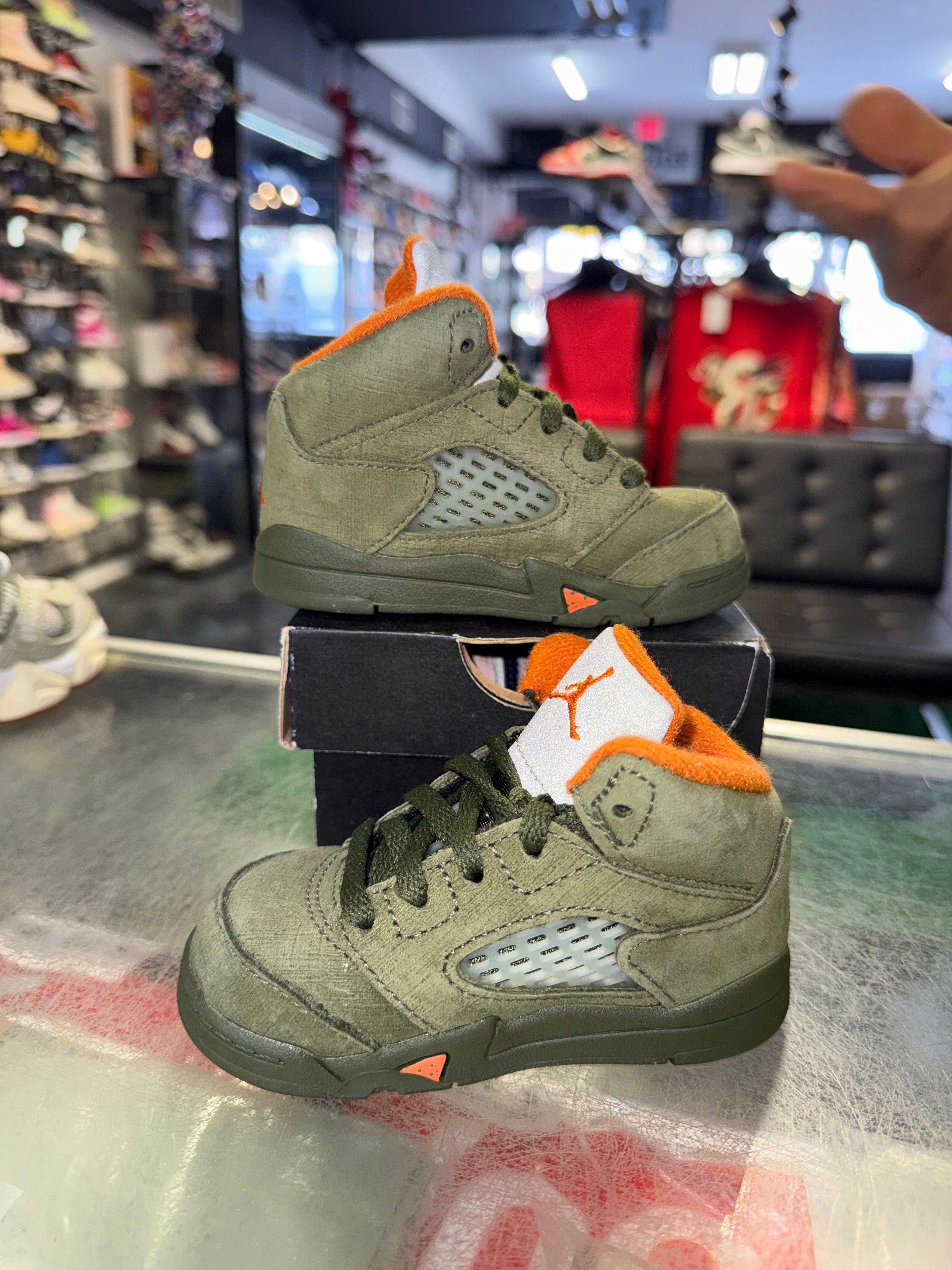 Size 5c Air Jordan 5 "Olive" (TD)