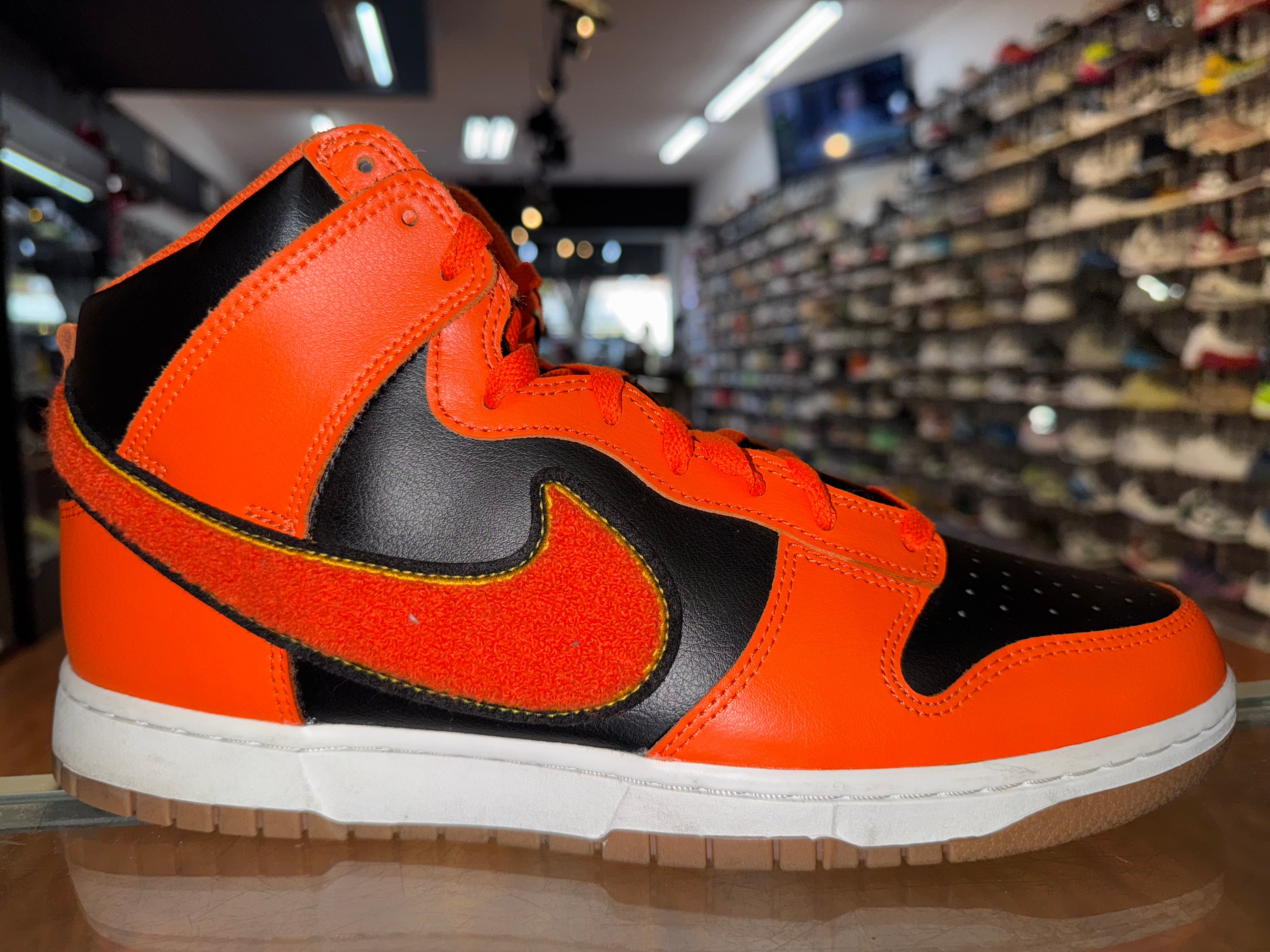 Size 12 Dunk High "Chenille Swoosh Orange"