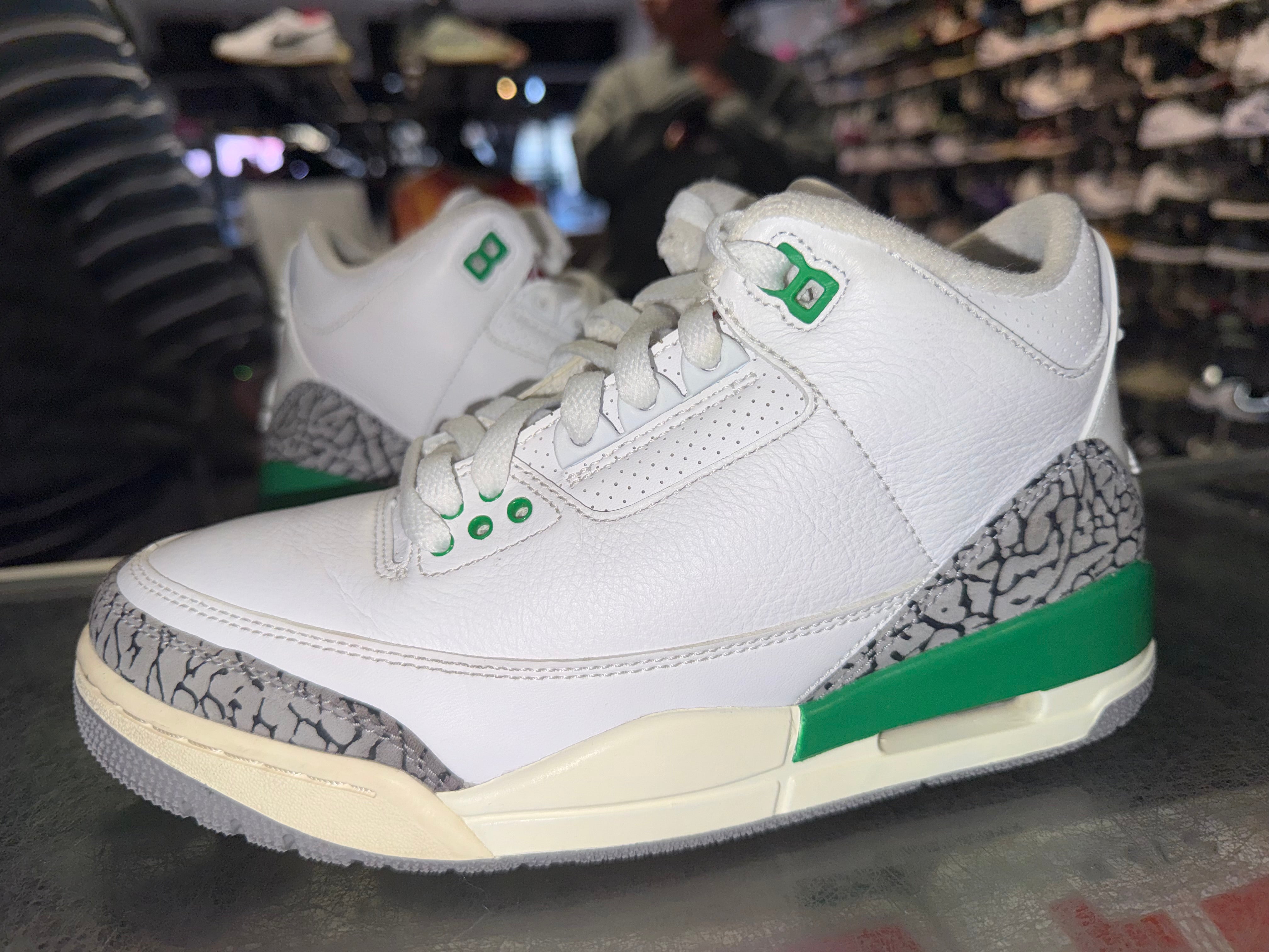 Size 5.5 (7W) Air Jordan 3 "Lucky Green"