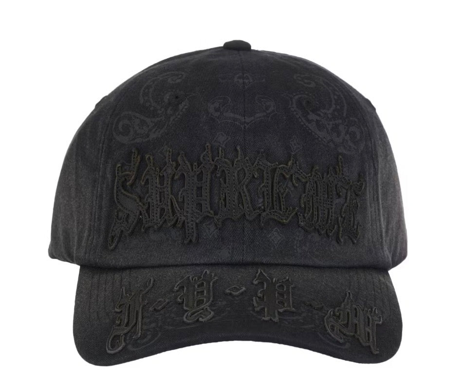 Size OS Supreme Leather Appliqué 6 Panel Hat “Black” Brand New