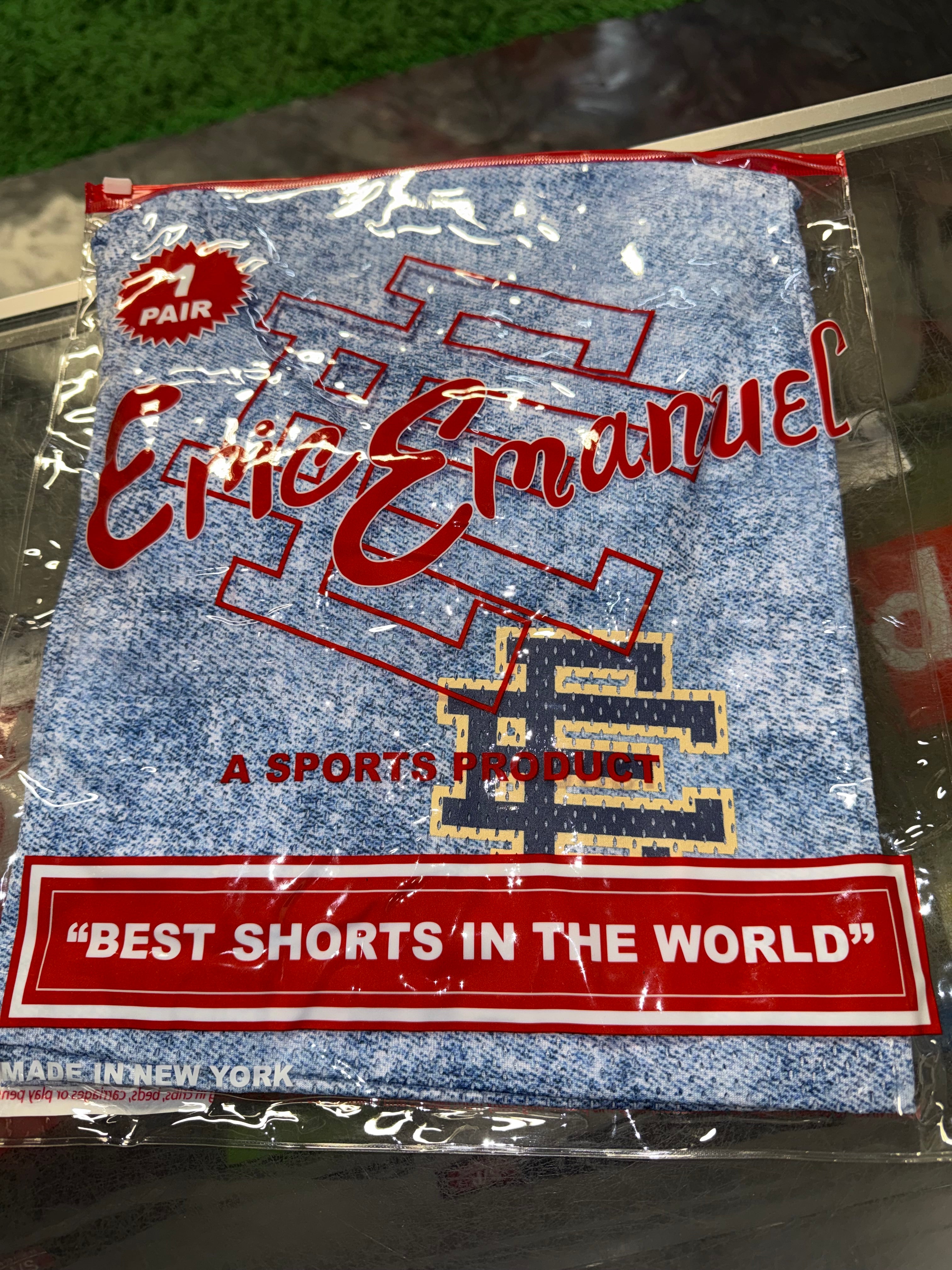 Size M Eric Emanuel Baggy EE Shorts “Light Denim” Brand New