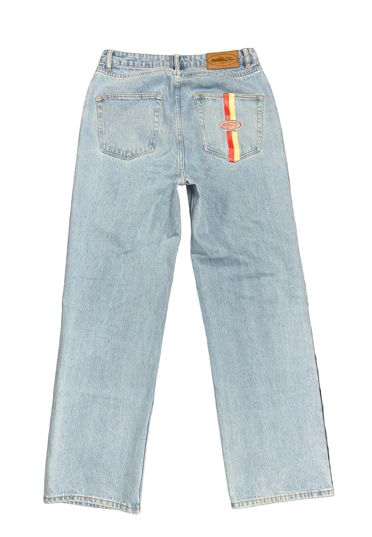 Size 32x34 Corteiz Striped Pocket Jeans “Blue”