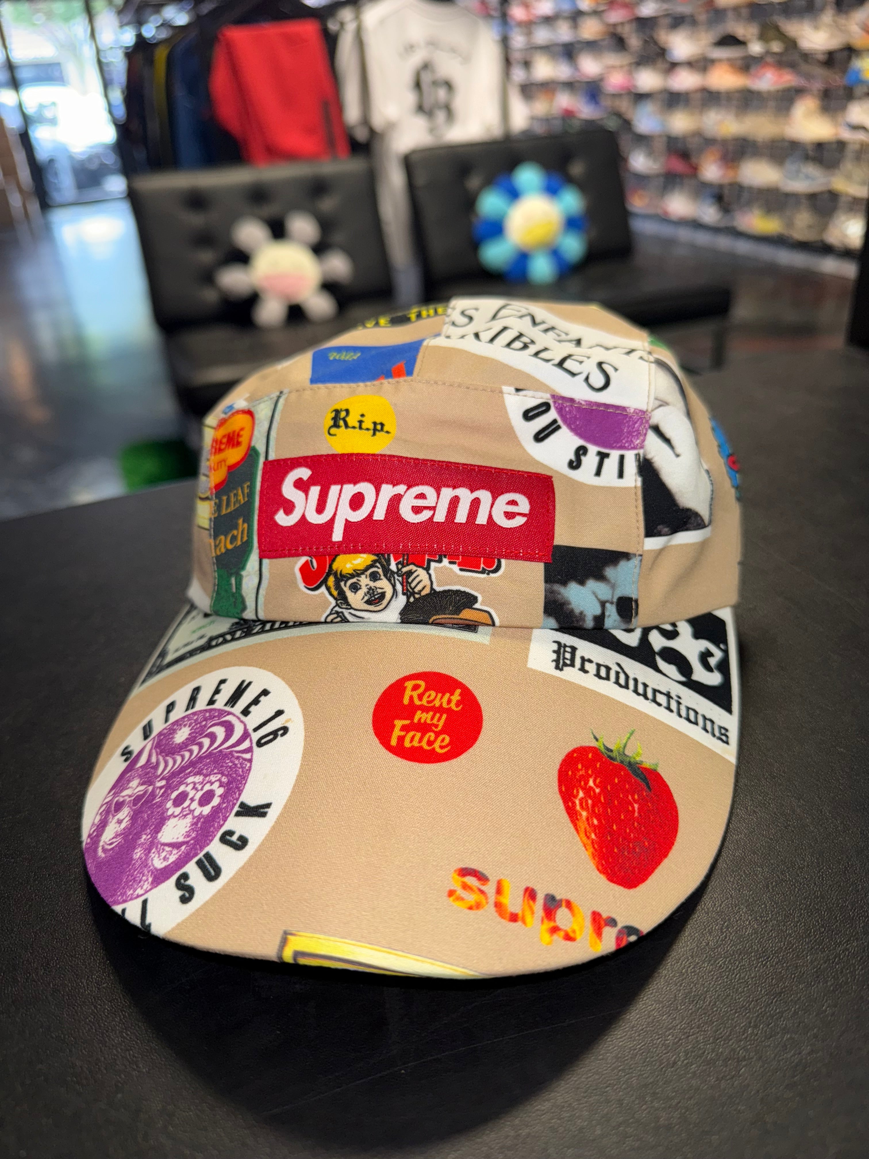 Size S/M Supreme Gore-Tex Camp Cap “Tan Stickers”