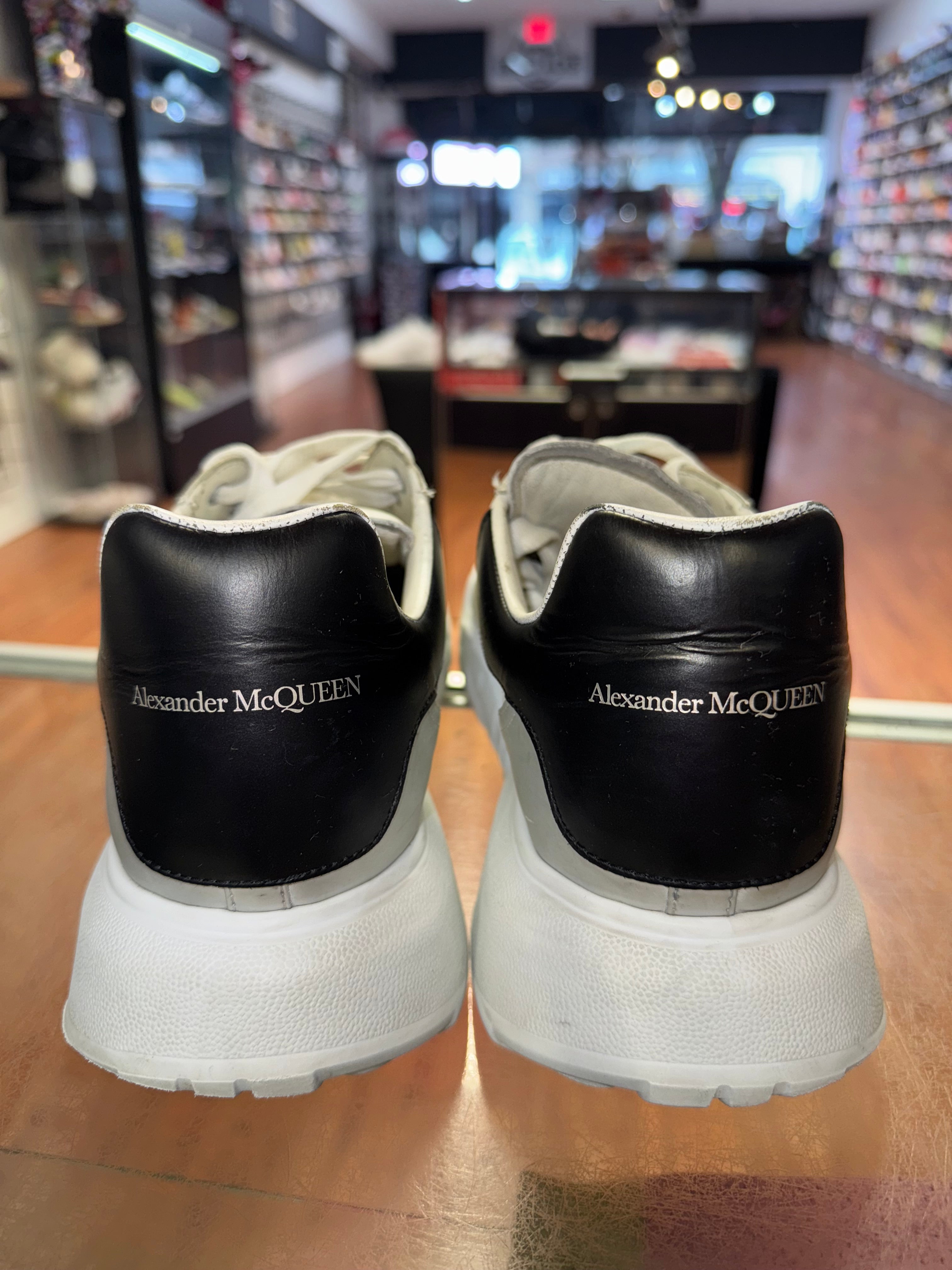 Size 10.5 (43.5 EU) Alexander McQueen Court Lace Up "White Silver"