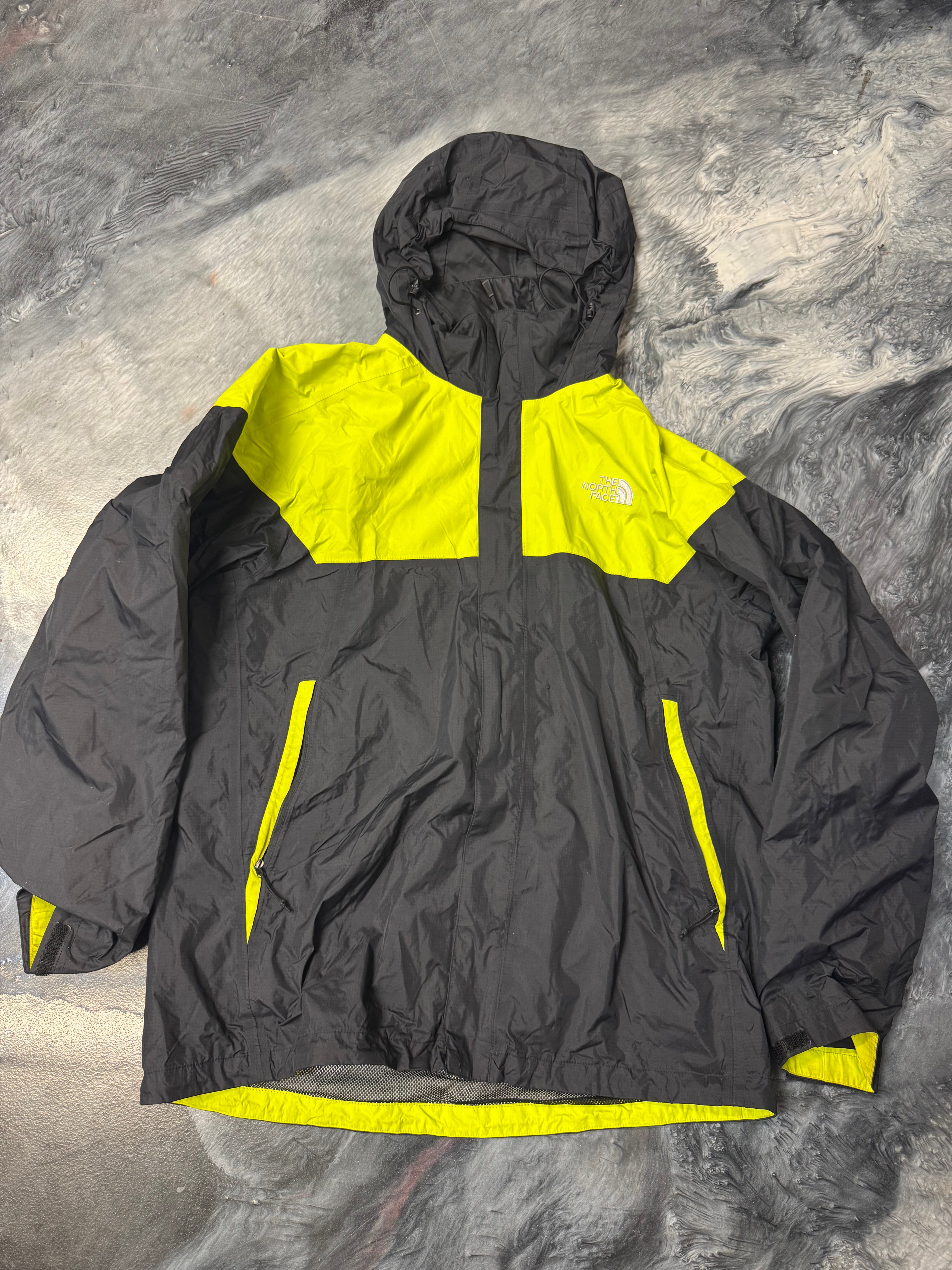 Large The North Face Jacket Black Lime Green