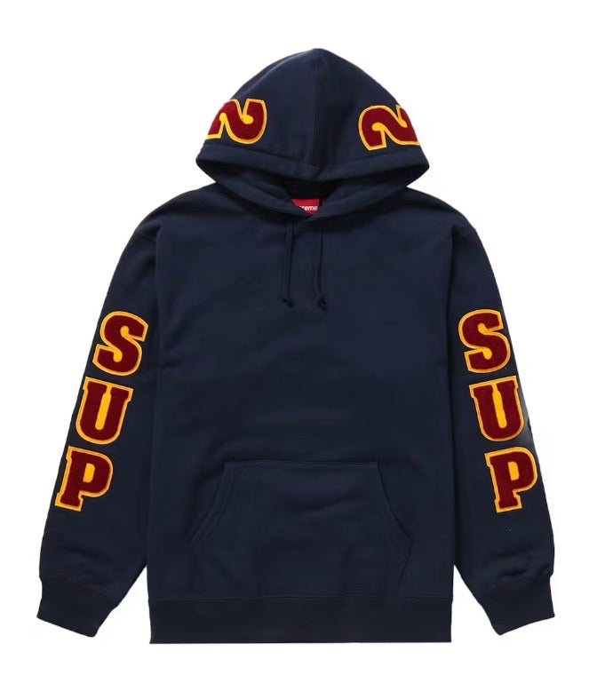 Size M Supreme Team Chenille Hoodie “Navy”