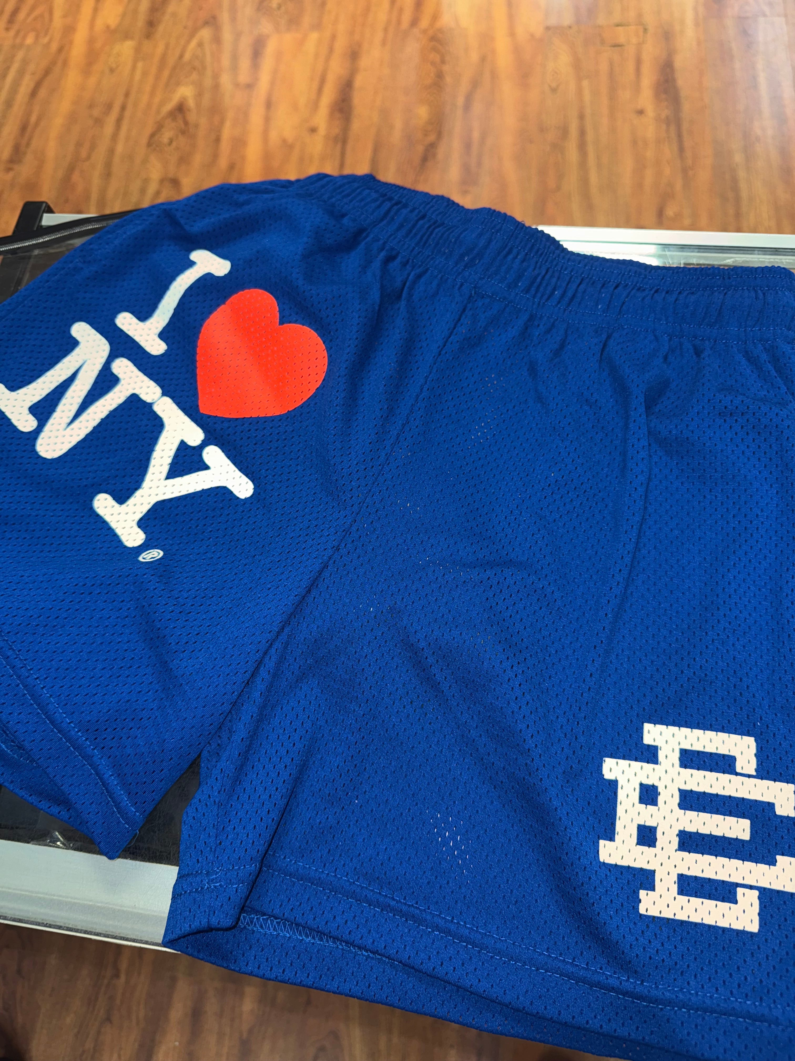 Size L Eric Emanuel EE Shorts “I <3 NY Blue” Brand New