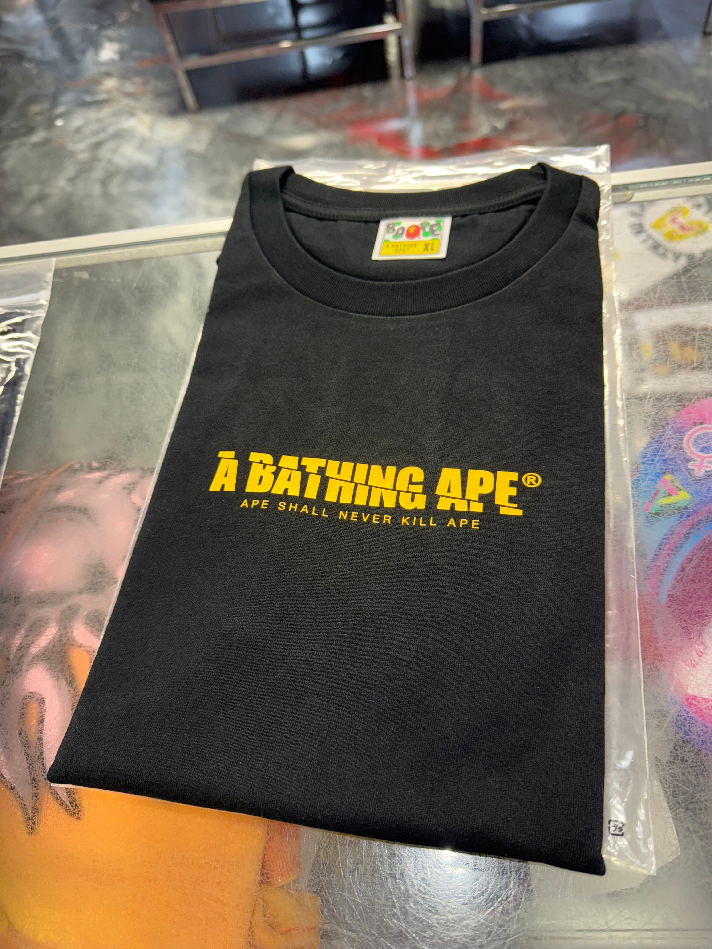Size XL Bape Harajuku Tee "Black Yellow" Brand New
