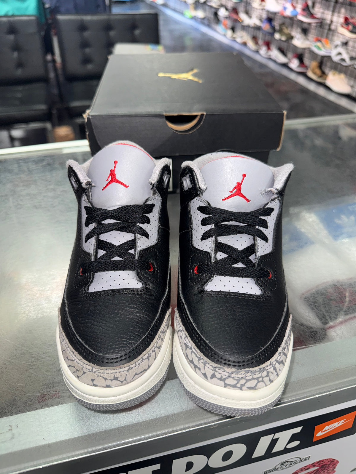 Air Jordan 3 Black Cement PS sneaker, pre-owned, size 1Y – view 3