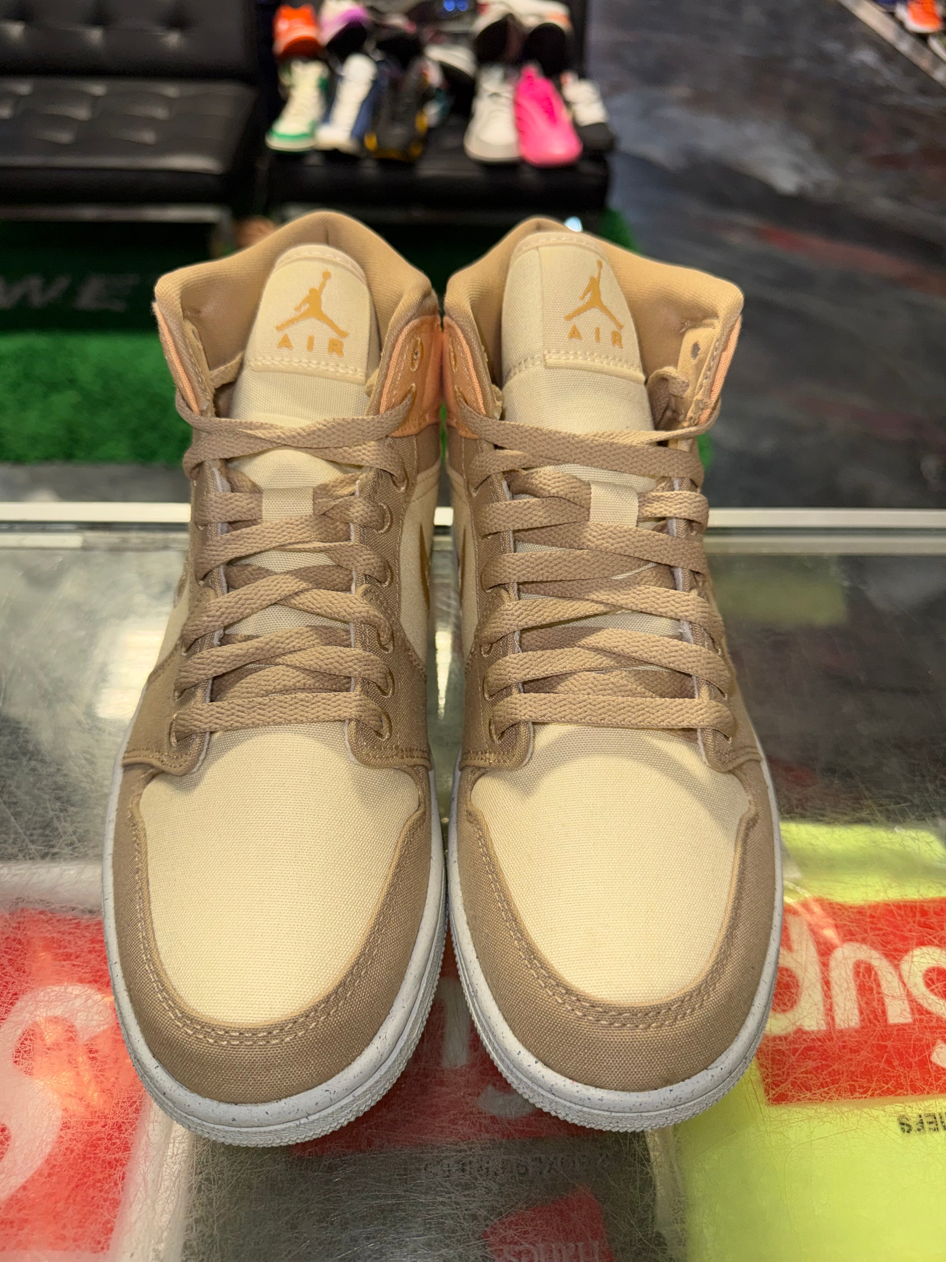Size 7 (8.5W) Air Jordan 1 Mid "Canvas Khaki" Brand New
