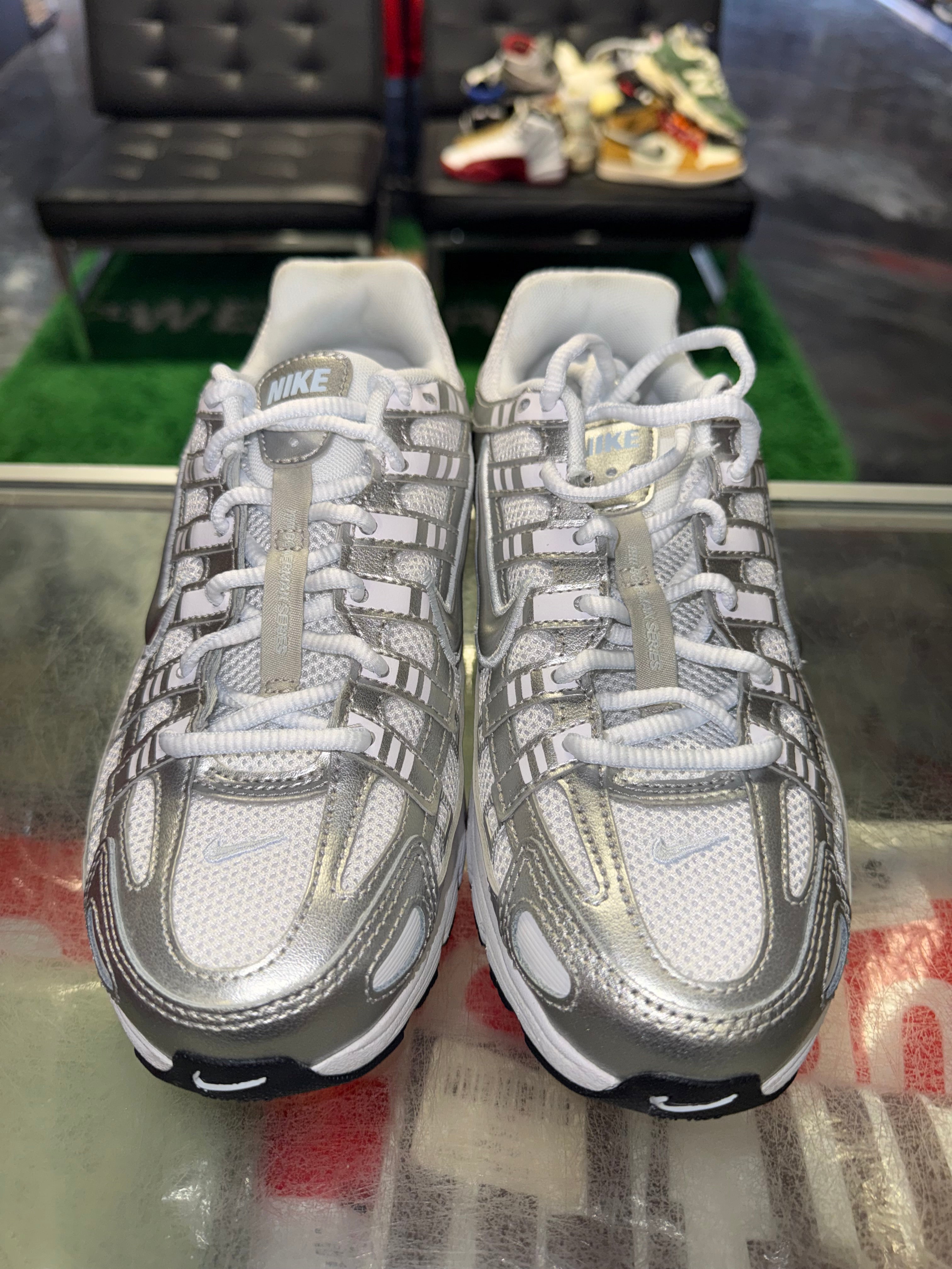 Size 5.5y Nike P-6000 "White Metallic Silver" Brand New