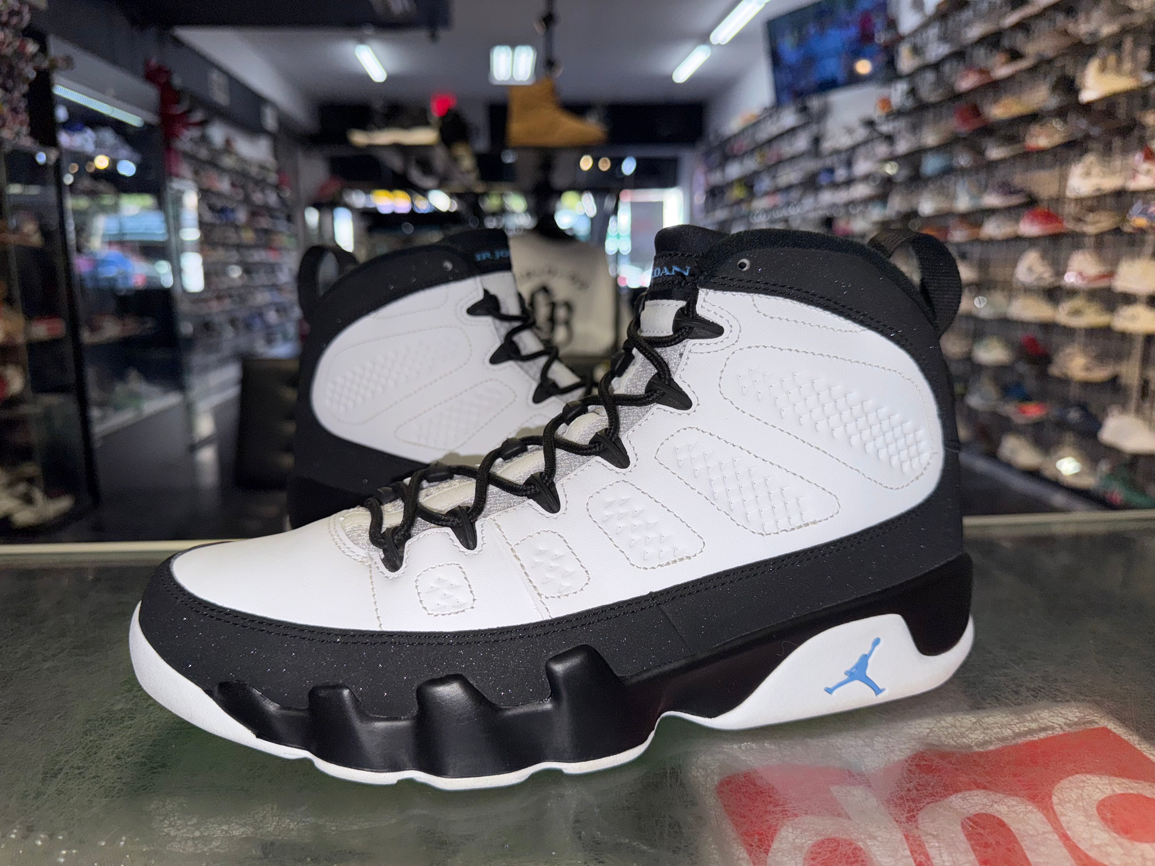 Size 9.5 Air Jordan 9 "University Blue"