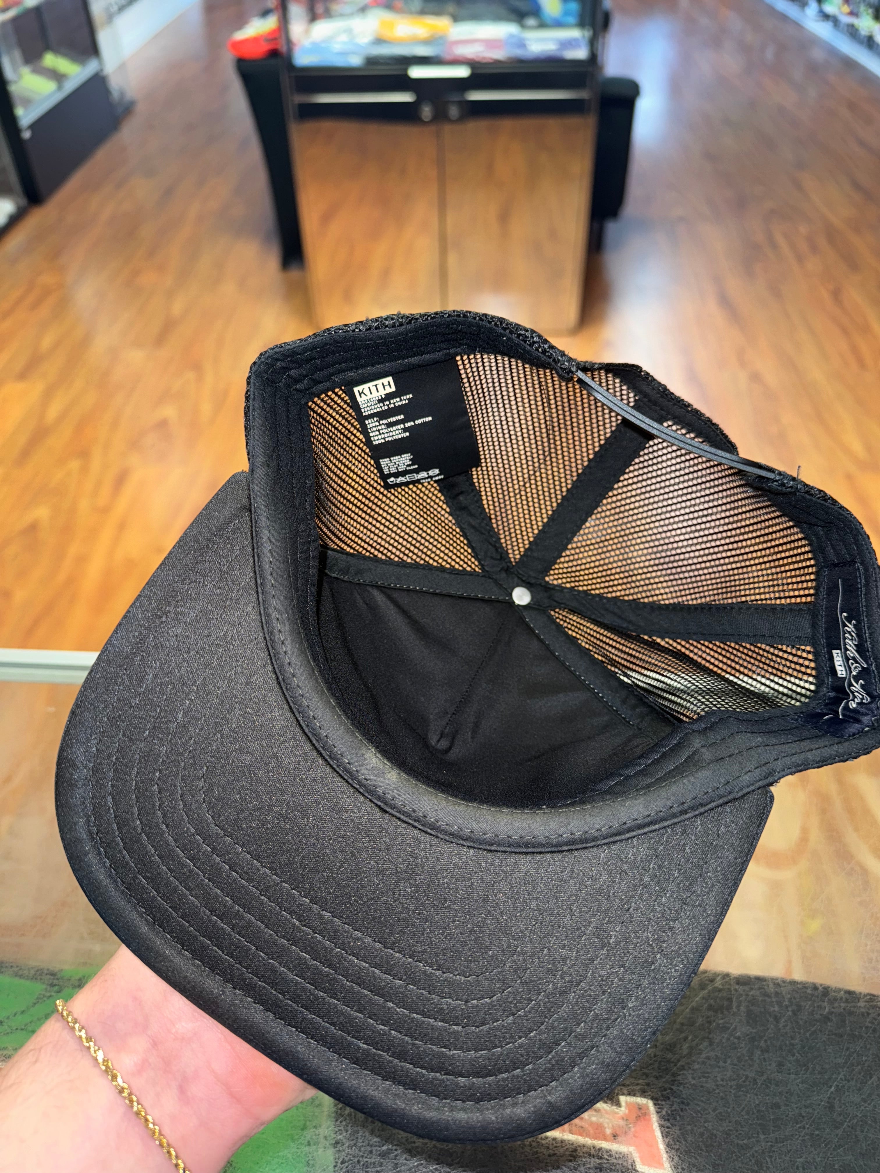 Size OS Kith Embroidered Trucker “Black”