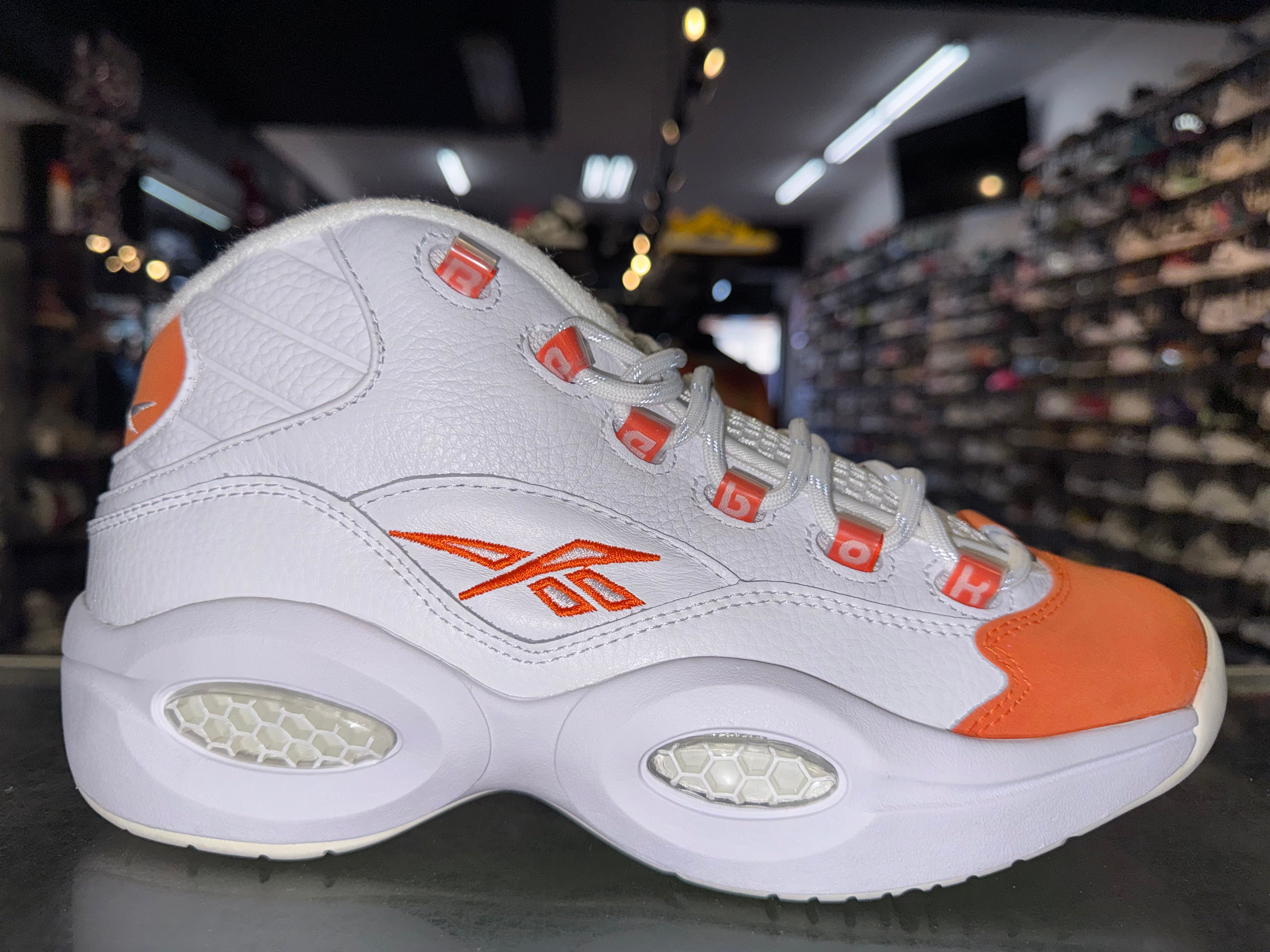Size 8.5 Reebok Question Mid "Orange Toe" Brand New