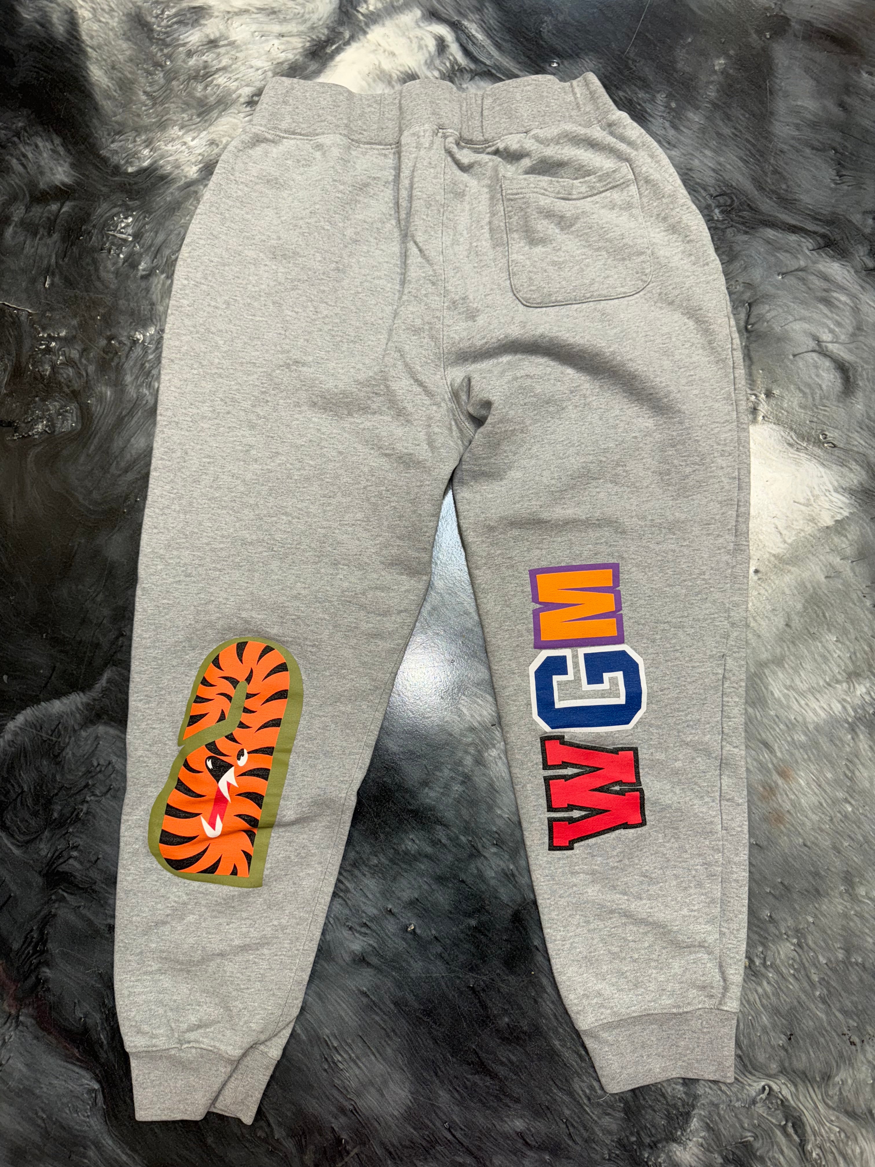 Size XL (Fits L) Bape WGM Shark Sweatpants “Grey”