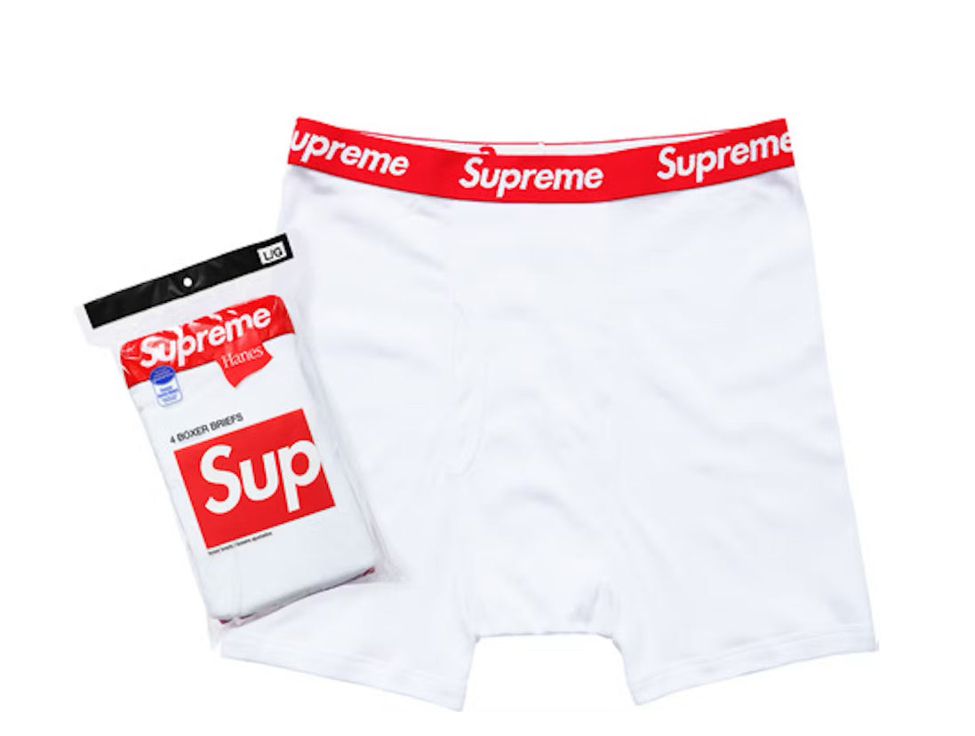 Size S Supreme Hanes Boxer Briefs 4 Pack “White” Brand New