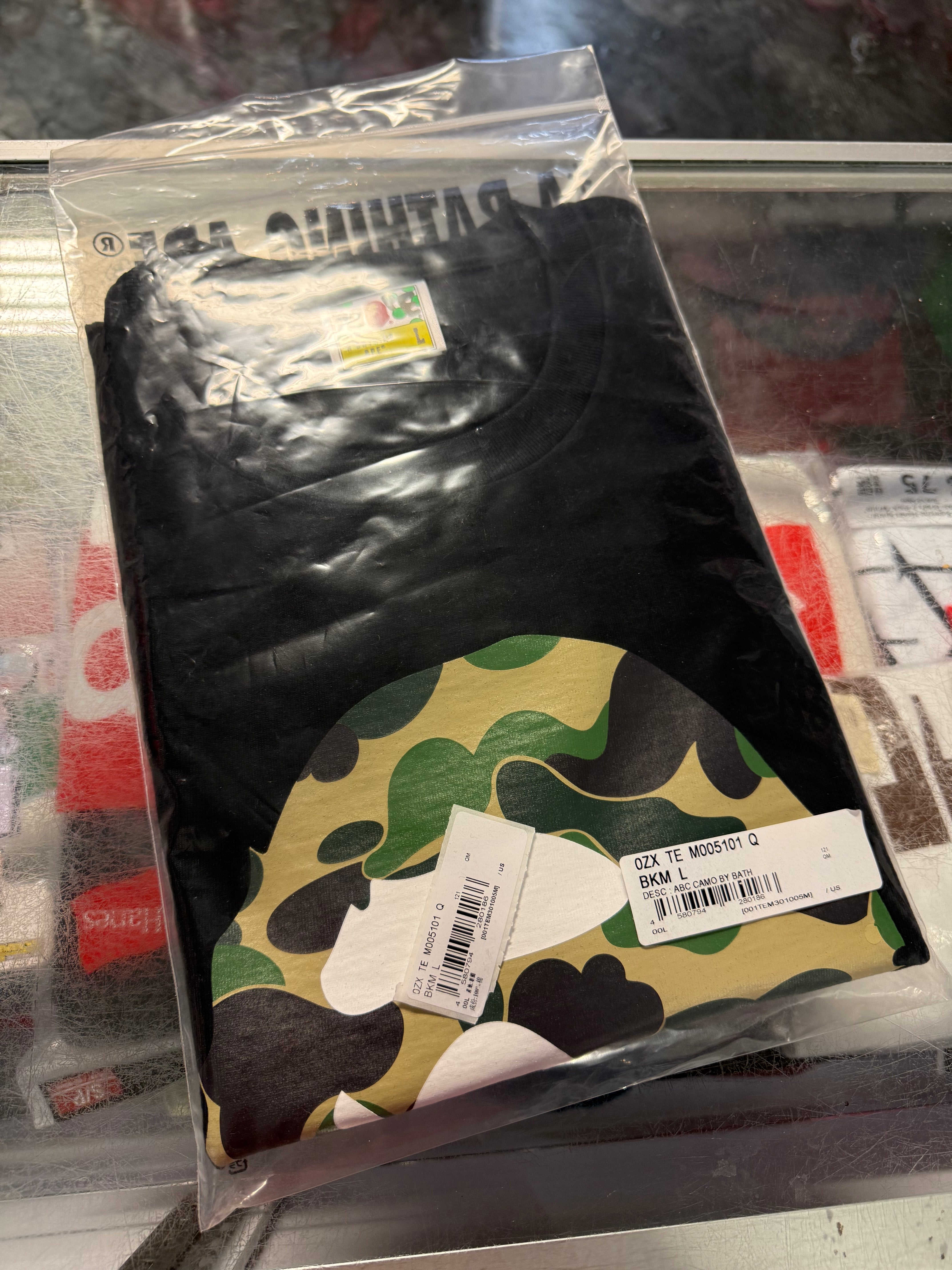 Size L Bape ABC Camo Tee “Black” Brand New