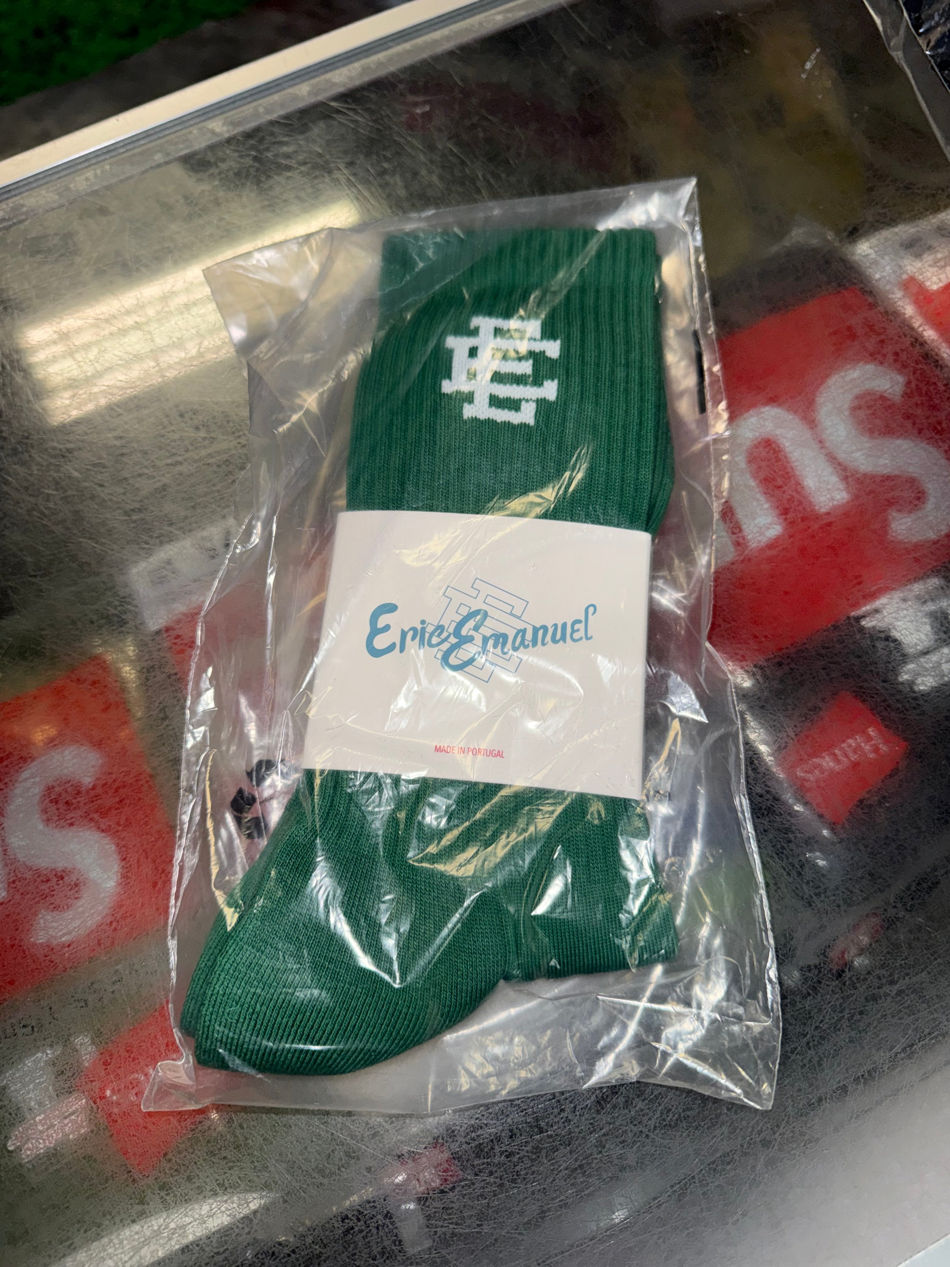 Size OS Eric Emanuel EE 1 Pack Socks “Green” Brand New