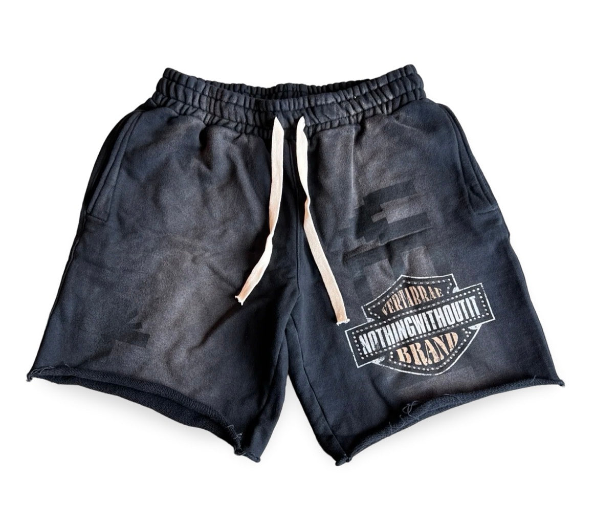 Size L Vertabrae Sweat Shorts “Washed Black”