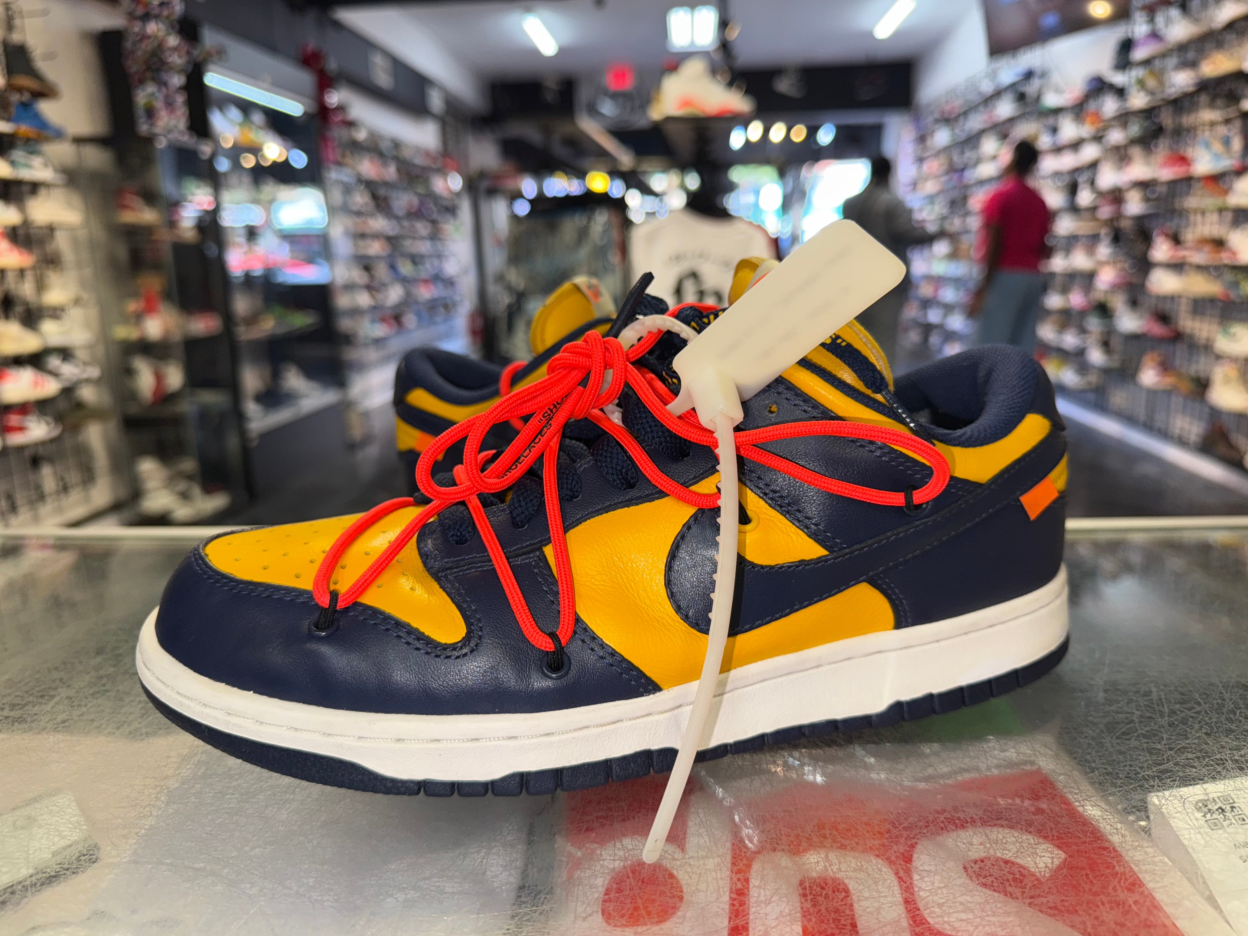 Size 9.5 Dunk Low Off White "University Gold"