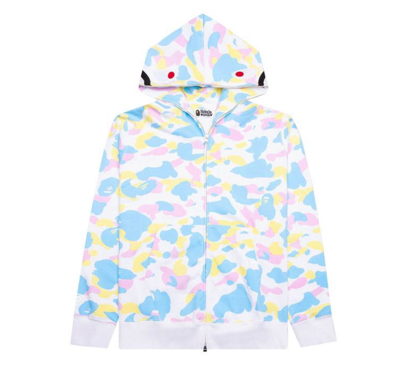 Size M Bape 2nd Shark Full Zip Hoodie “Multi Camo White”