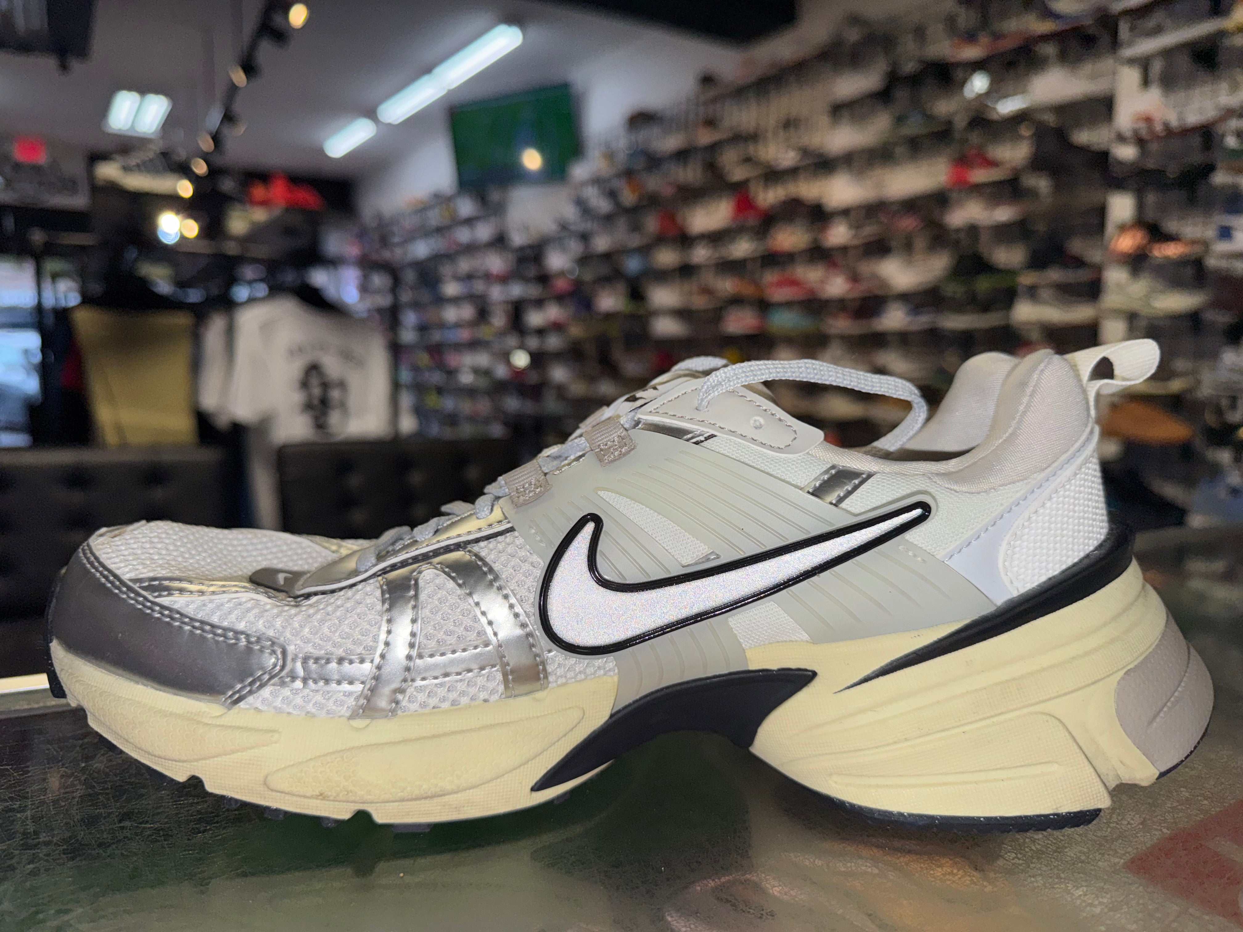 Size 9.5 Nike V2K Run "White Metallic Silver"