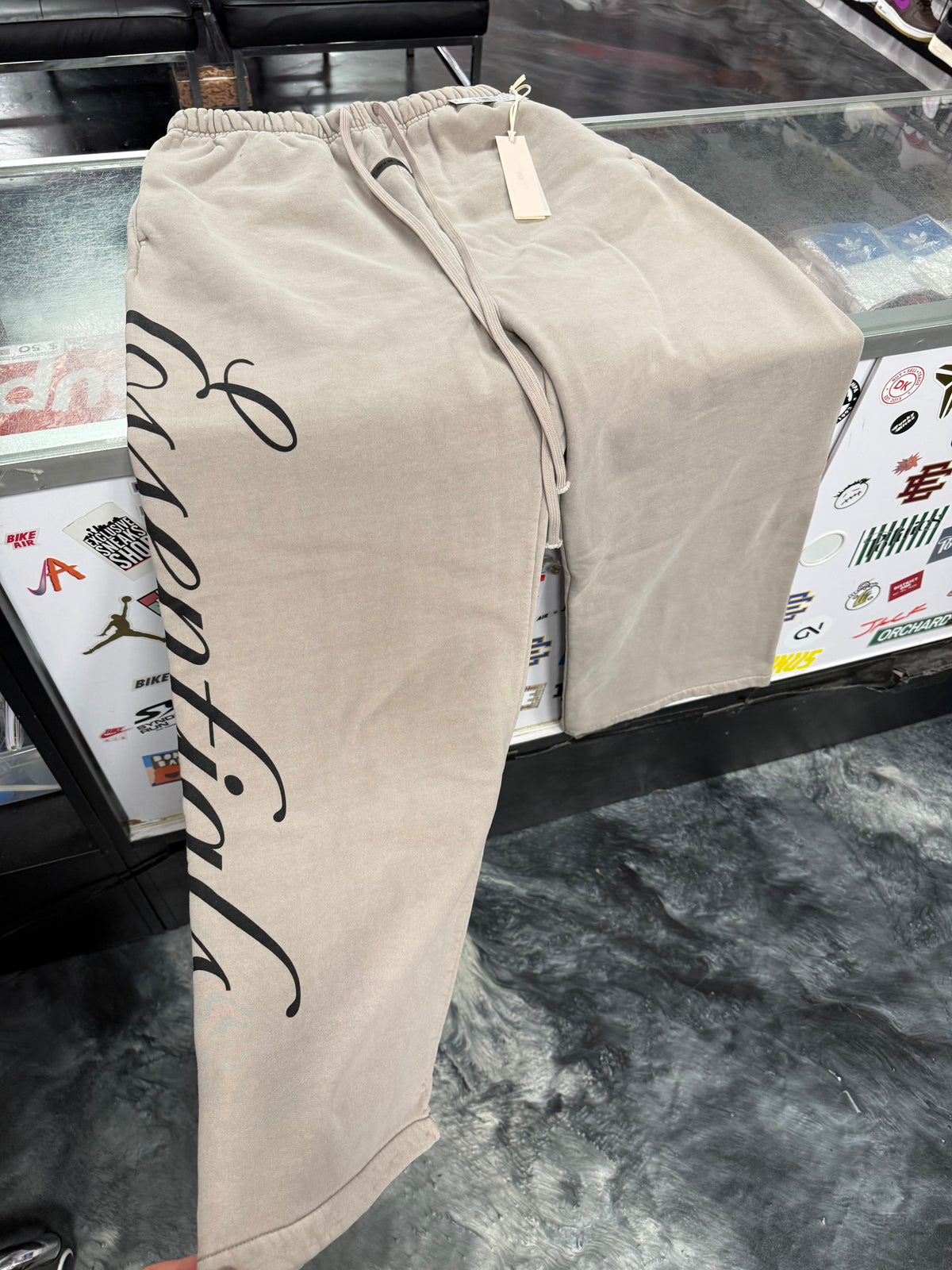 Size M (Fits L) Essentials FOG Wide Leg Sweatpants “Smoke Grey” Brand New