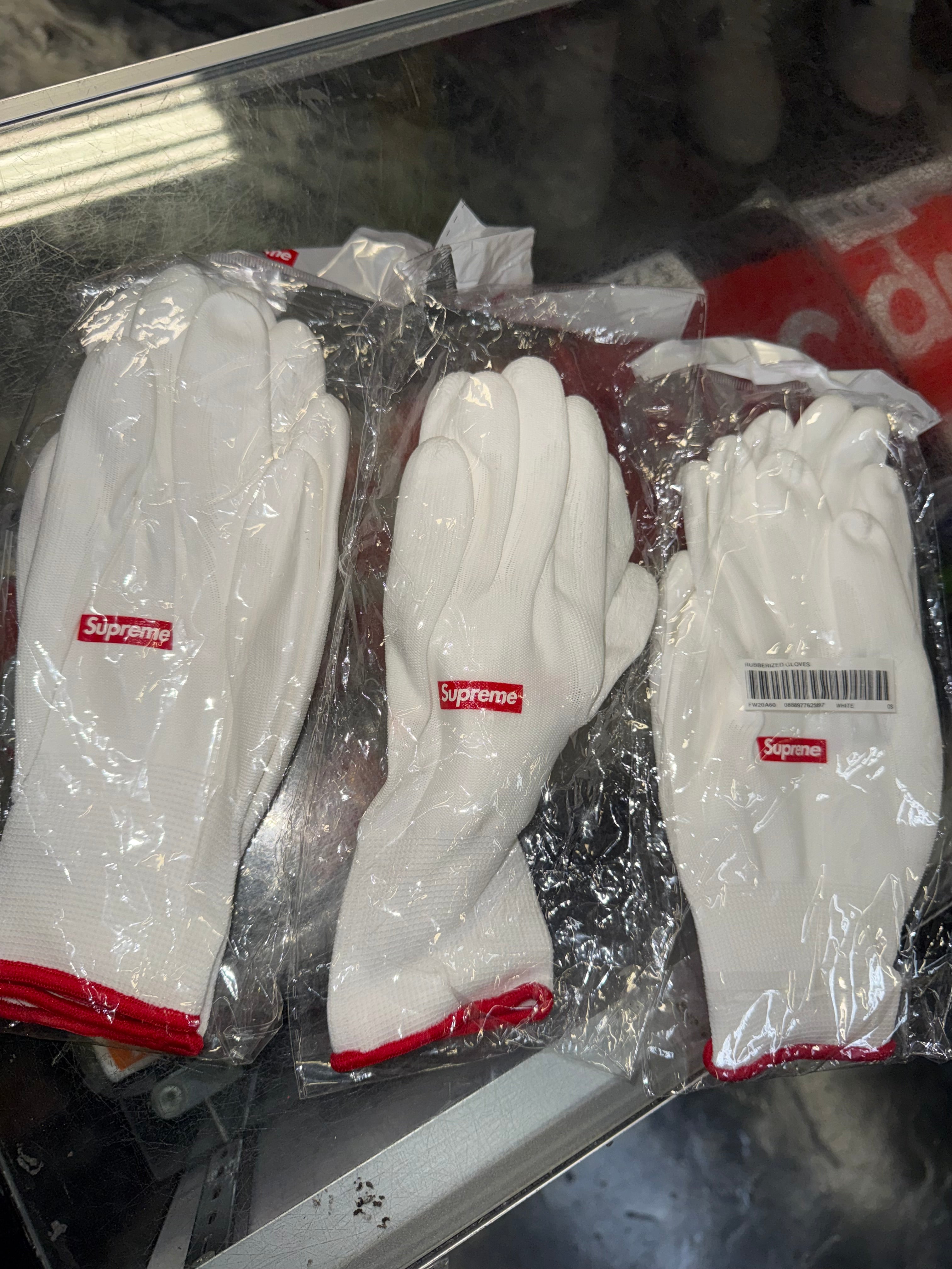 Size OS Supreme Rubberized Gloves (1 Pair) “White” Brand New
