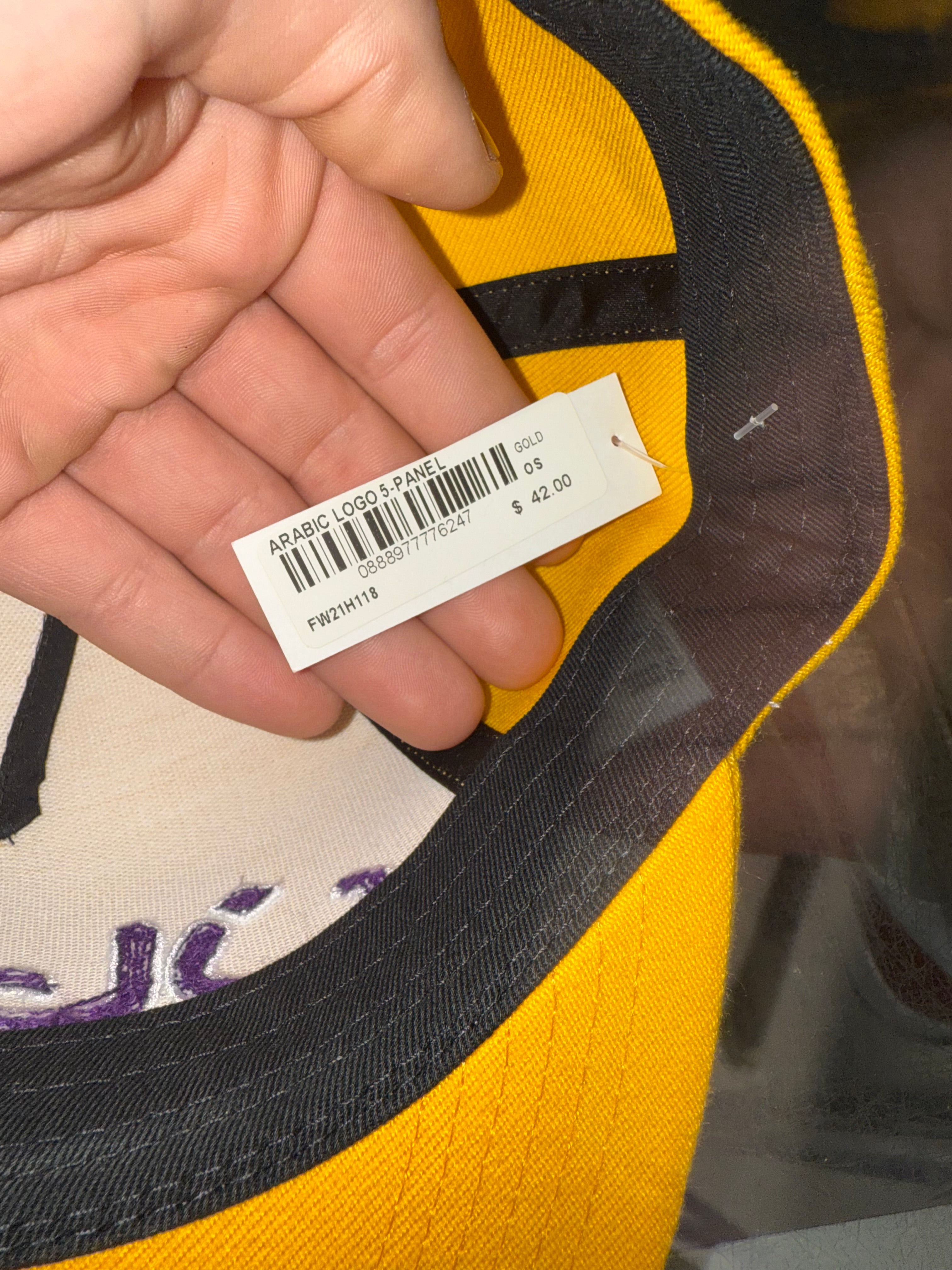 Size OS Supreme Arabic Logo SnapBack Hat “Yellow” Brand New