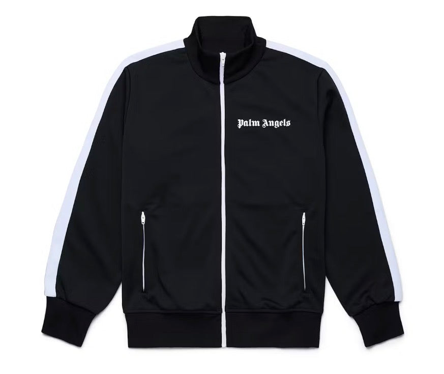Size L (Fits M) Palm Angels Classic Track Zip Up “Black/White