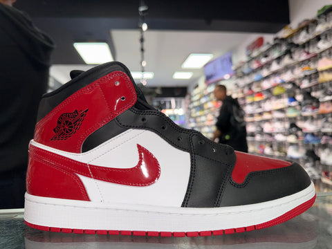 Size 12 Air Jordan 1 Mid "Patent Bred Toe" Brand New