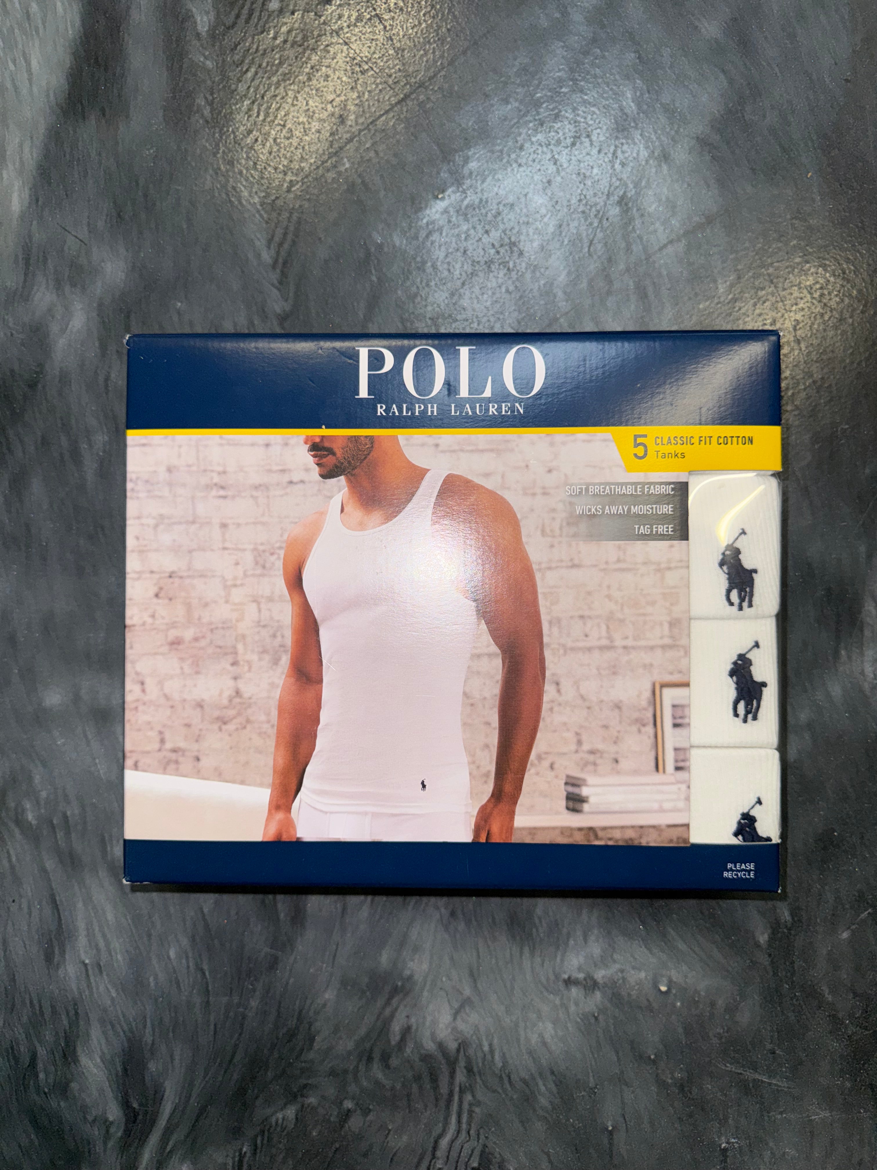 Size L Polo Ralph Lauren Classic Fit 5 Tanks “White” Brand New