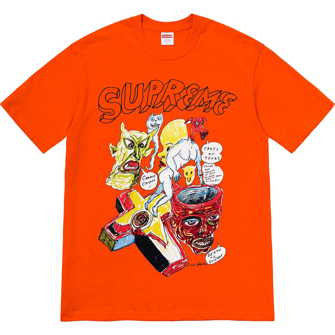 Size L Supreme Daniel Johnston Tee “Orange” Brand New